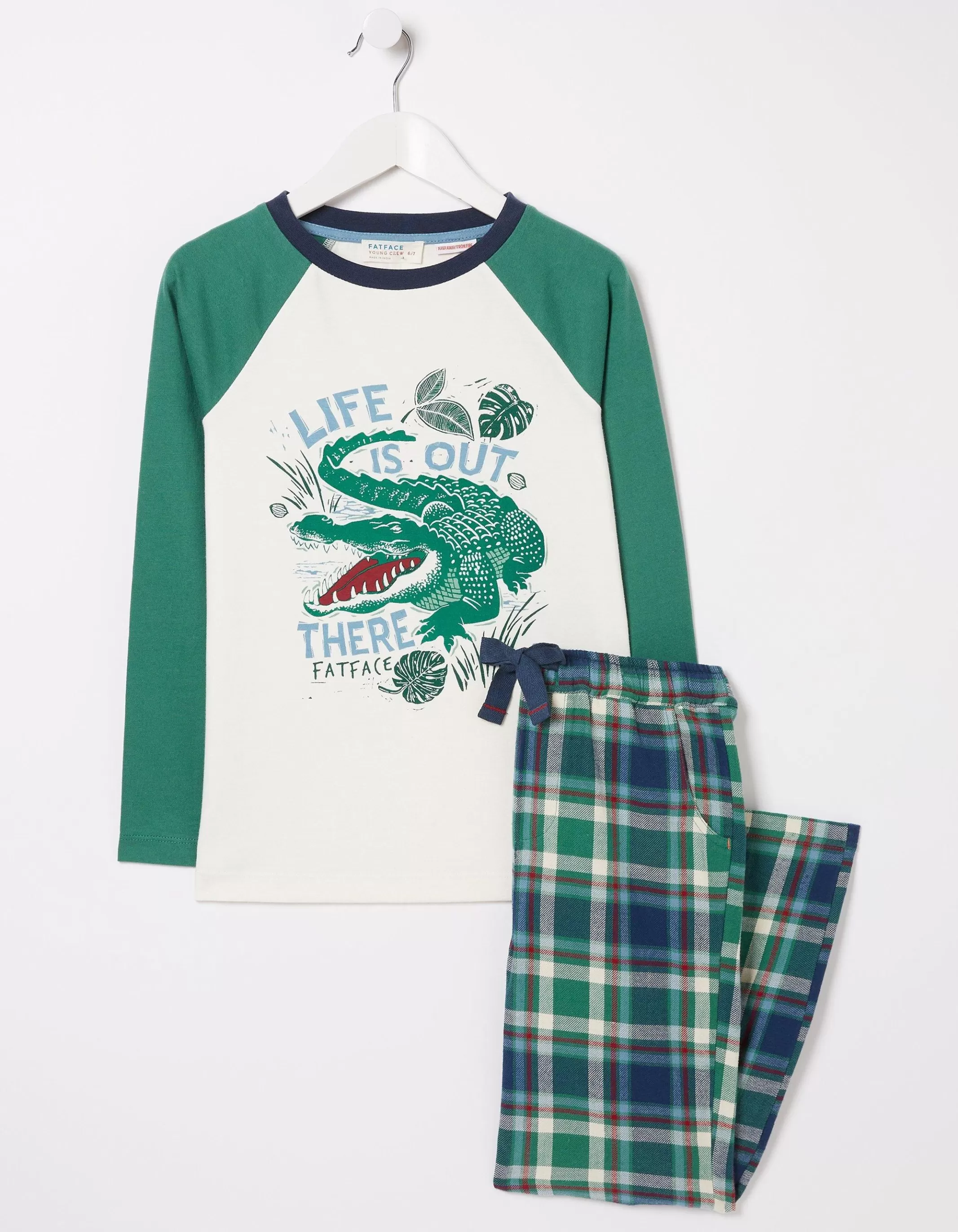 Shop FatFace Crocodile Check Pyjama Set Green