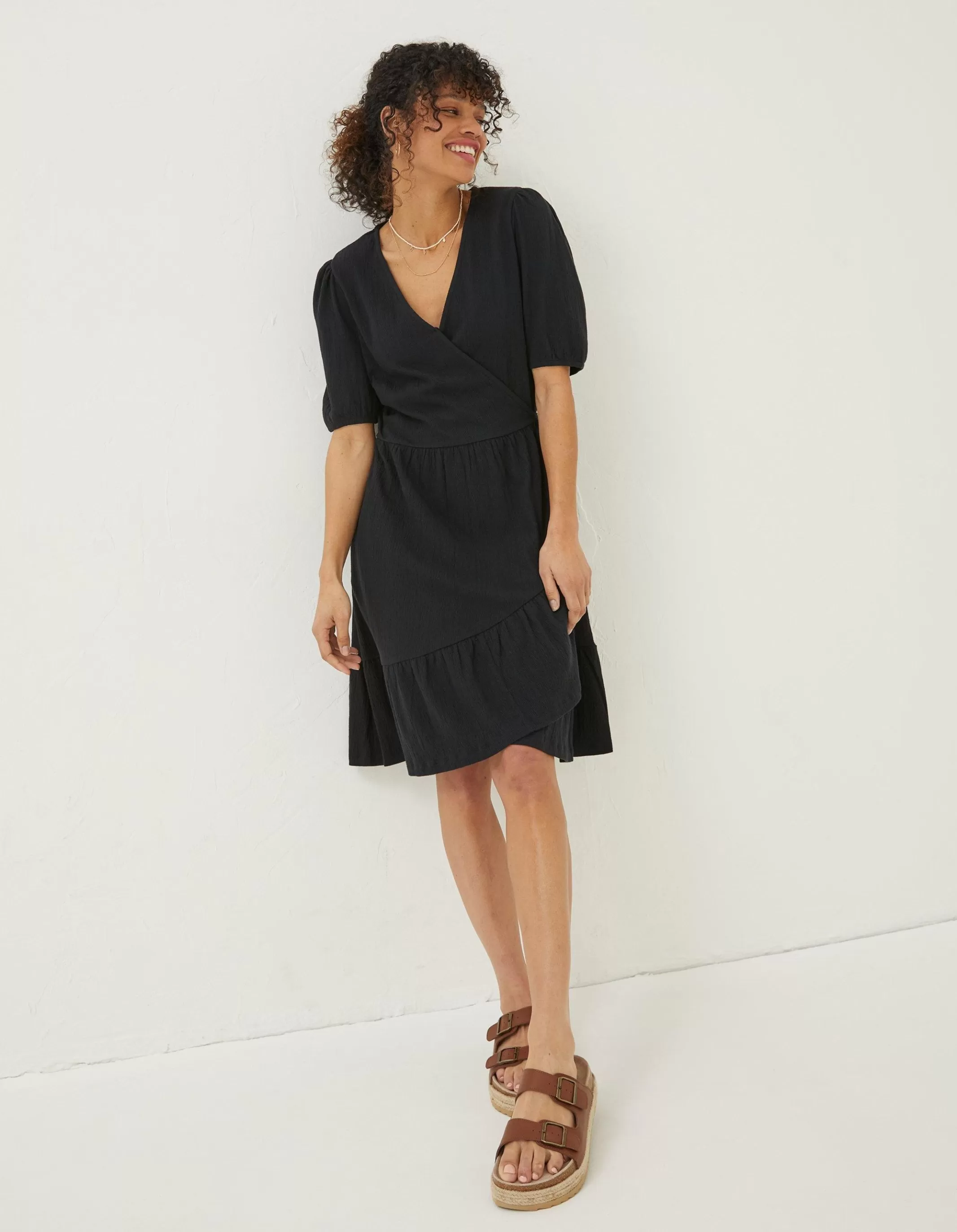 Cheap FatFace Danica Jersey Wrap Dress Black