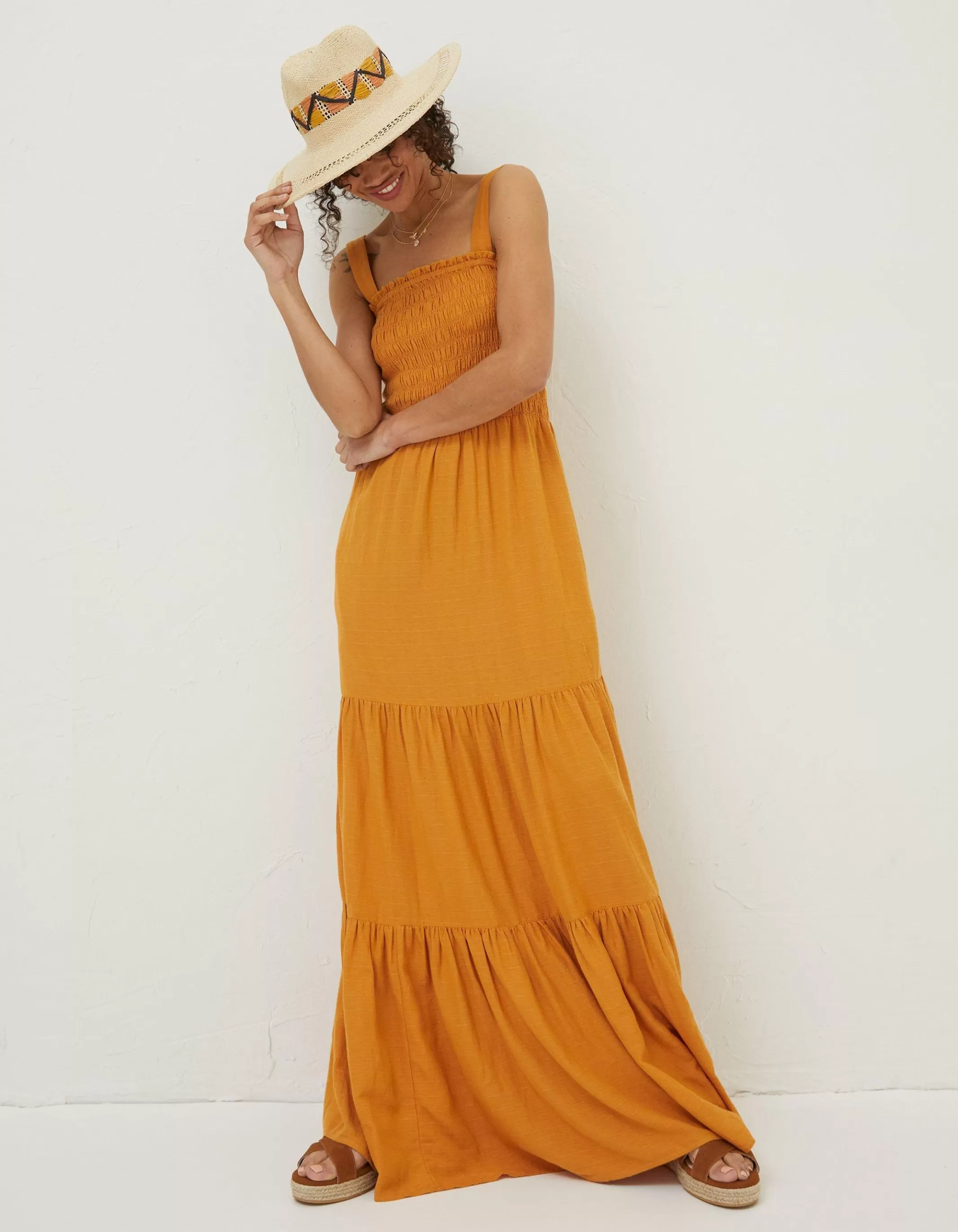 Outlet FatFace Danielle Maxi Dress Golden Yellow