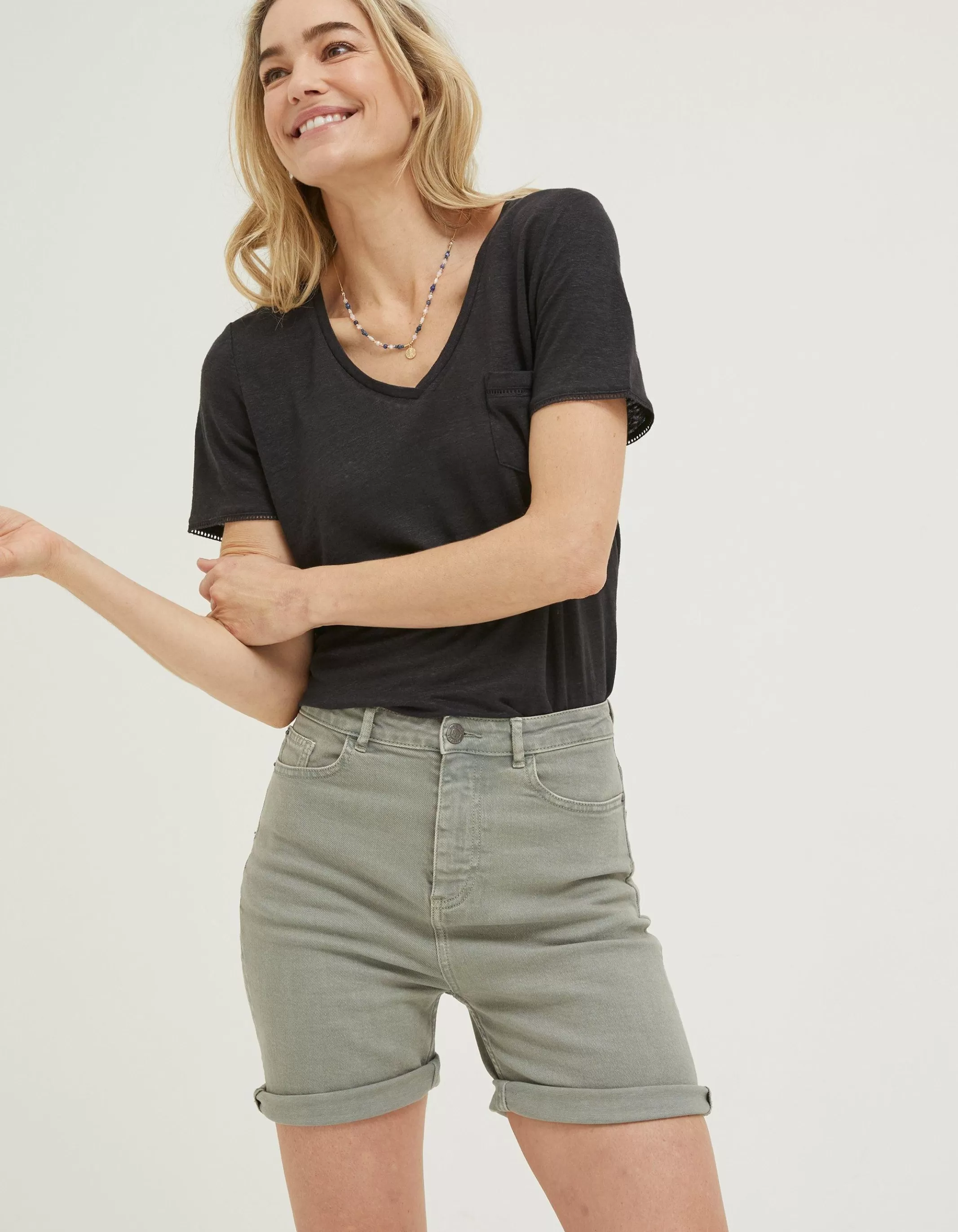 Store FatFace Darley Denim Shorts Khaki Green