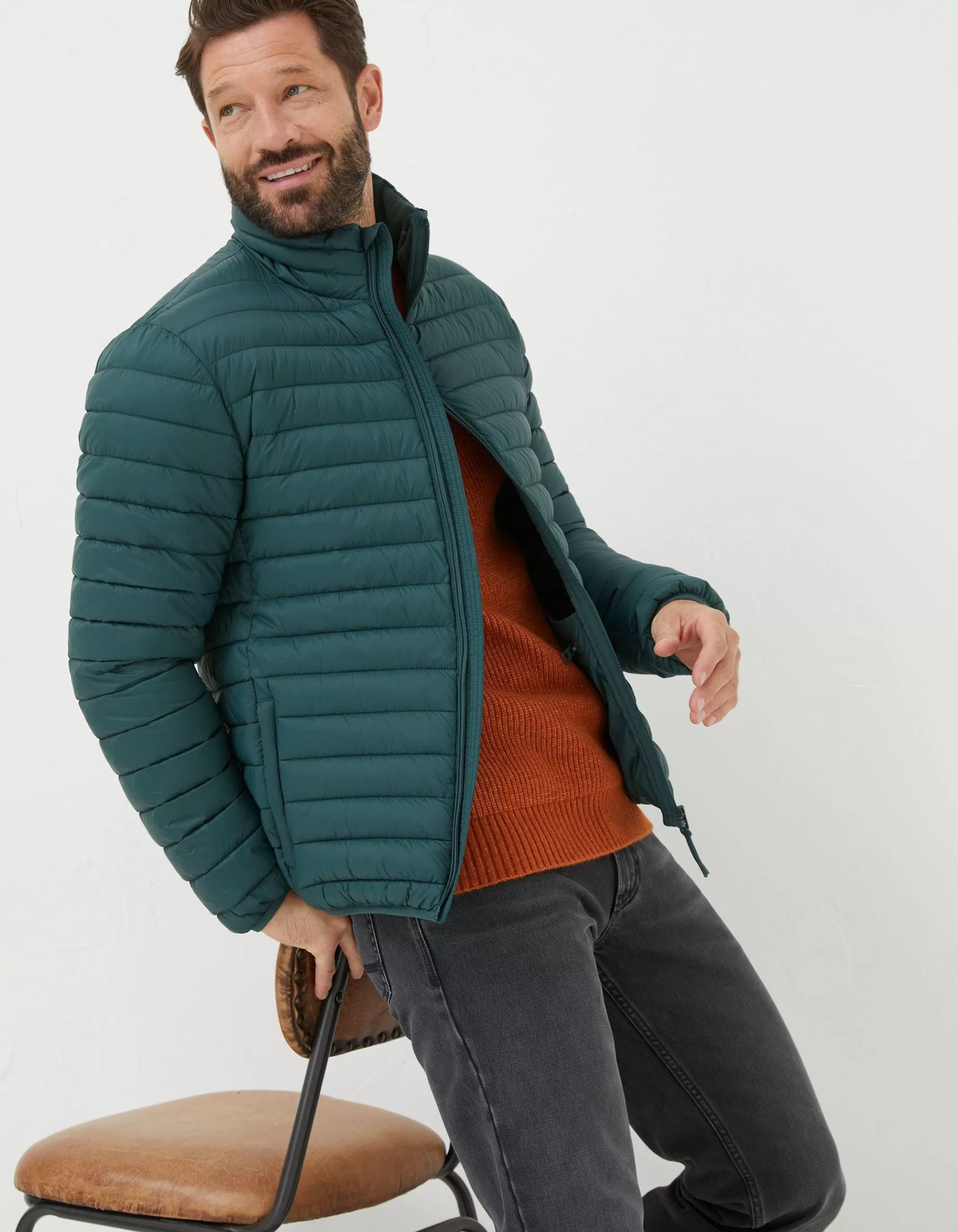 Shop FatFace Dartmouth Puffer Jacket Emerald Green