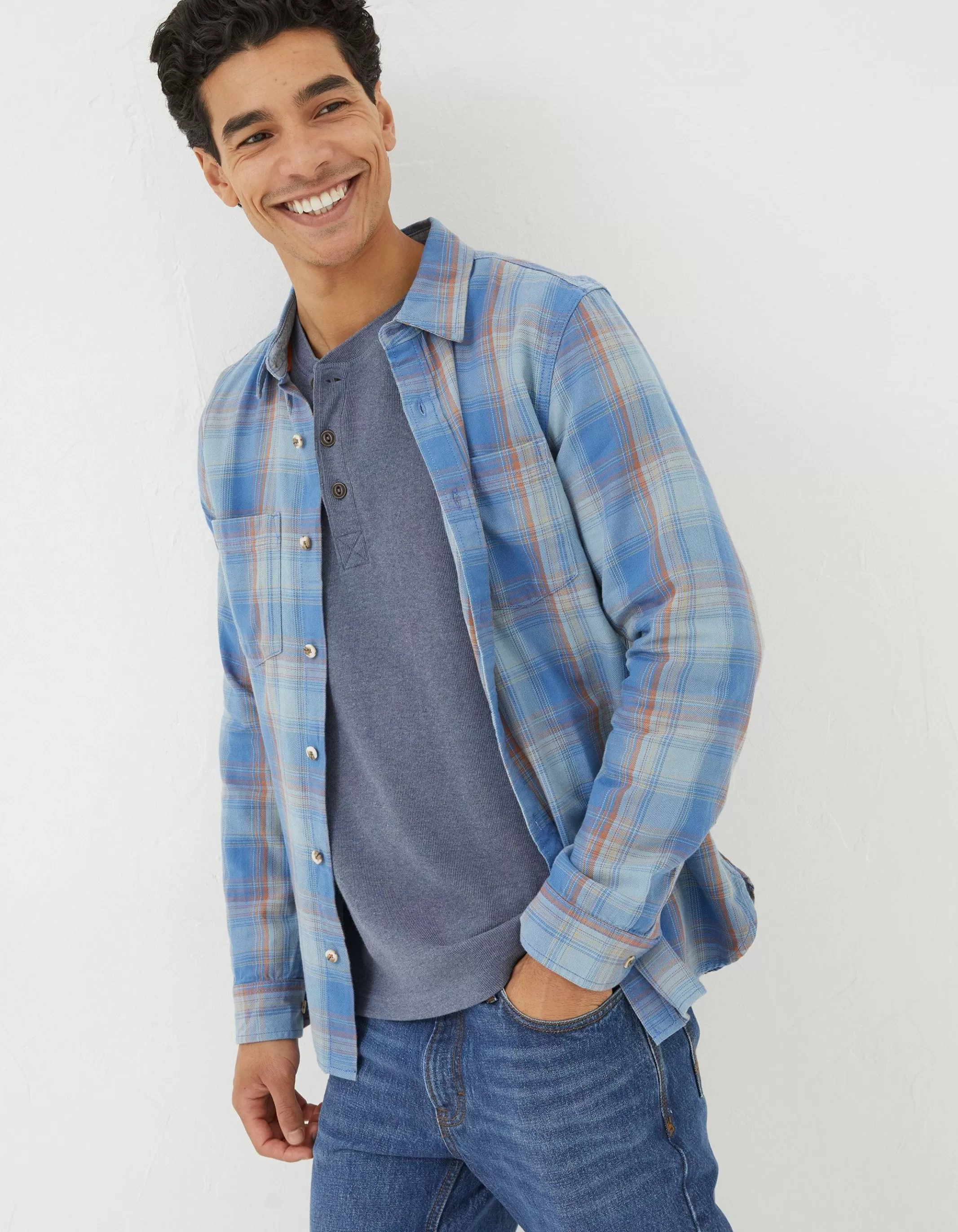 Flash Sale FatFace Davington Check Shirt Washed Blue