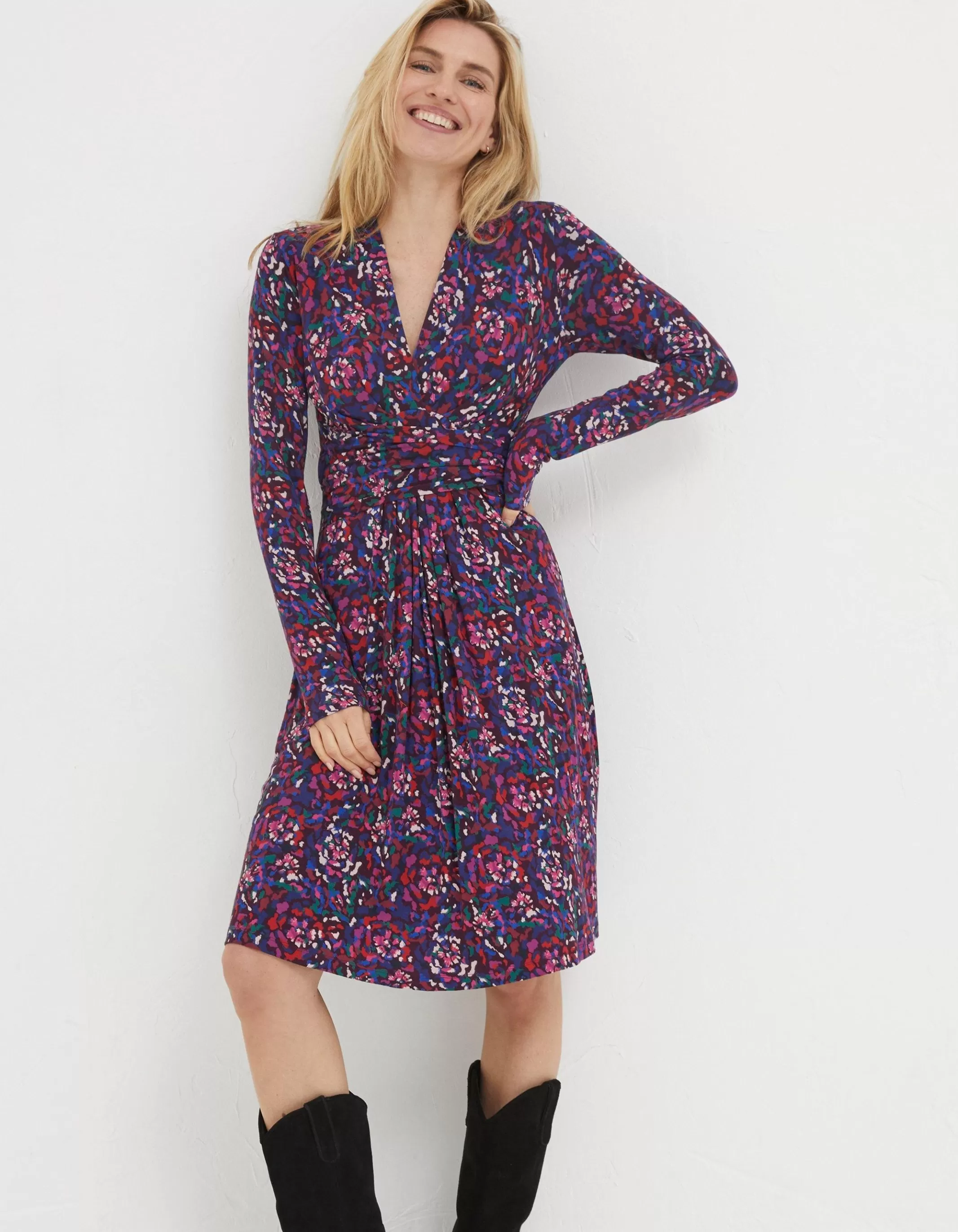 Cheap FatFace Delphine Abstract Jersey Dress Purple