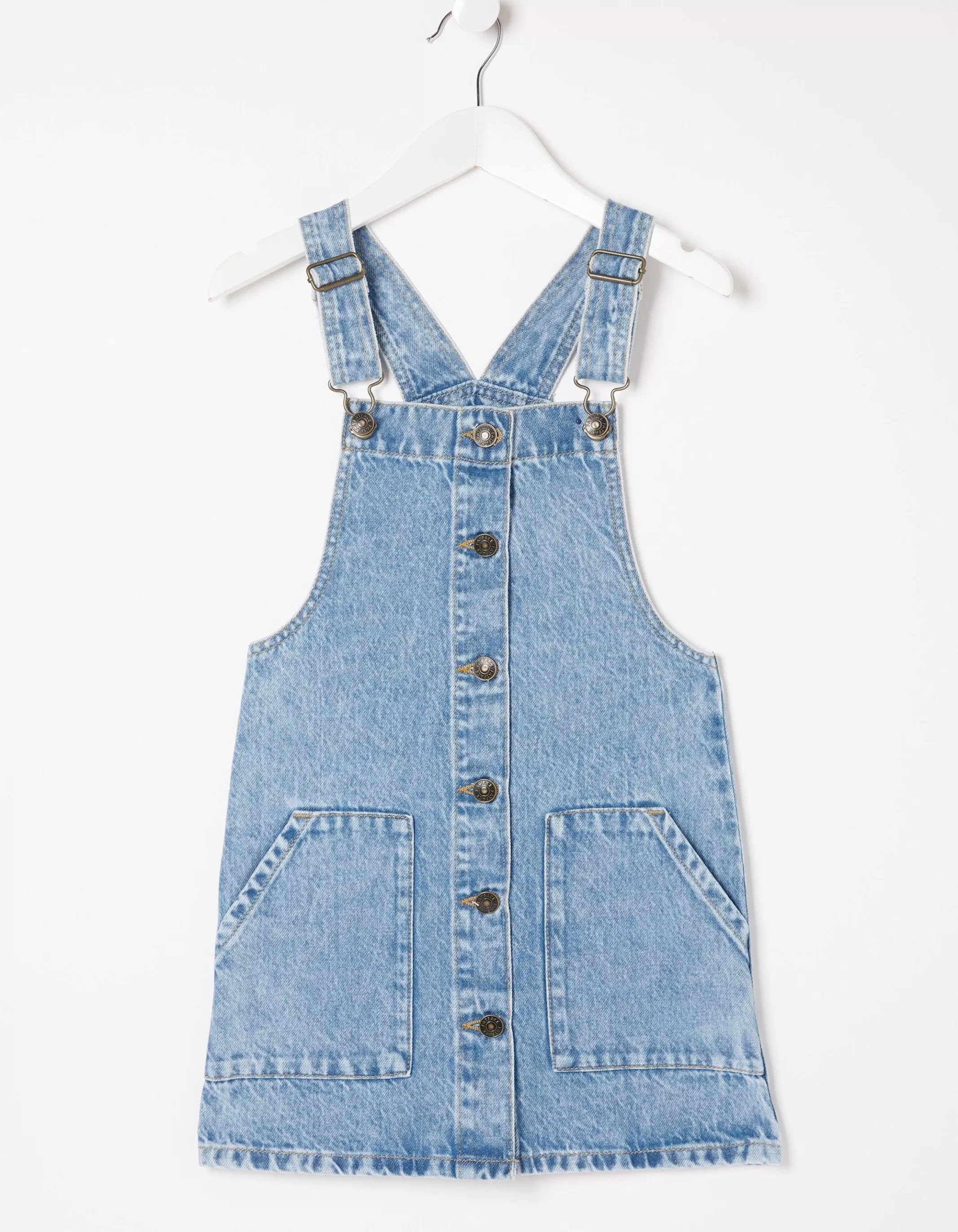 Hot FatFace Denim Pinafore Dress Denim Blue