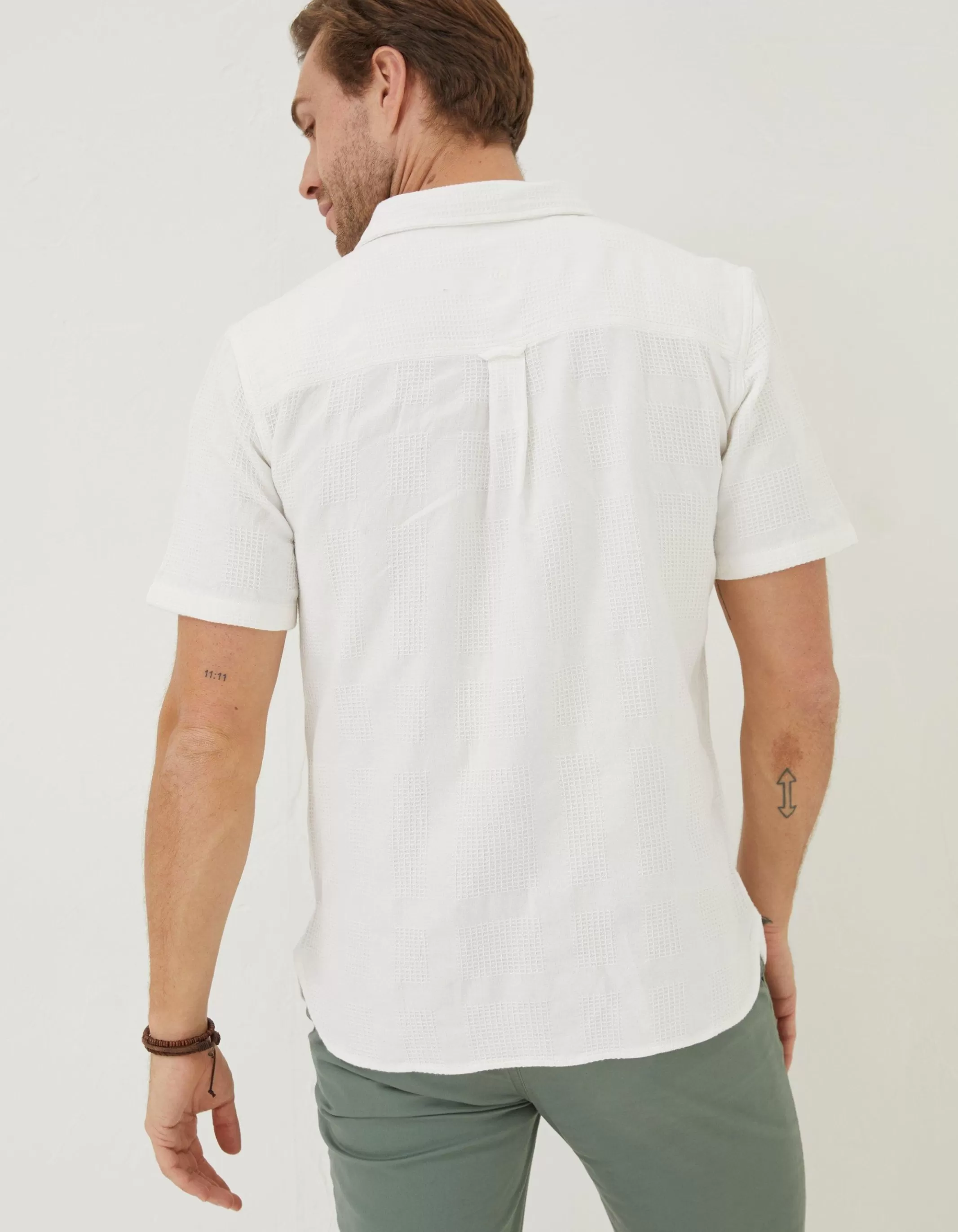 Sale FatFace Dimson Textured Shirt Off White