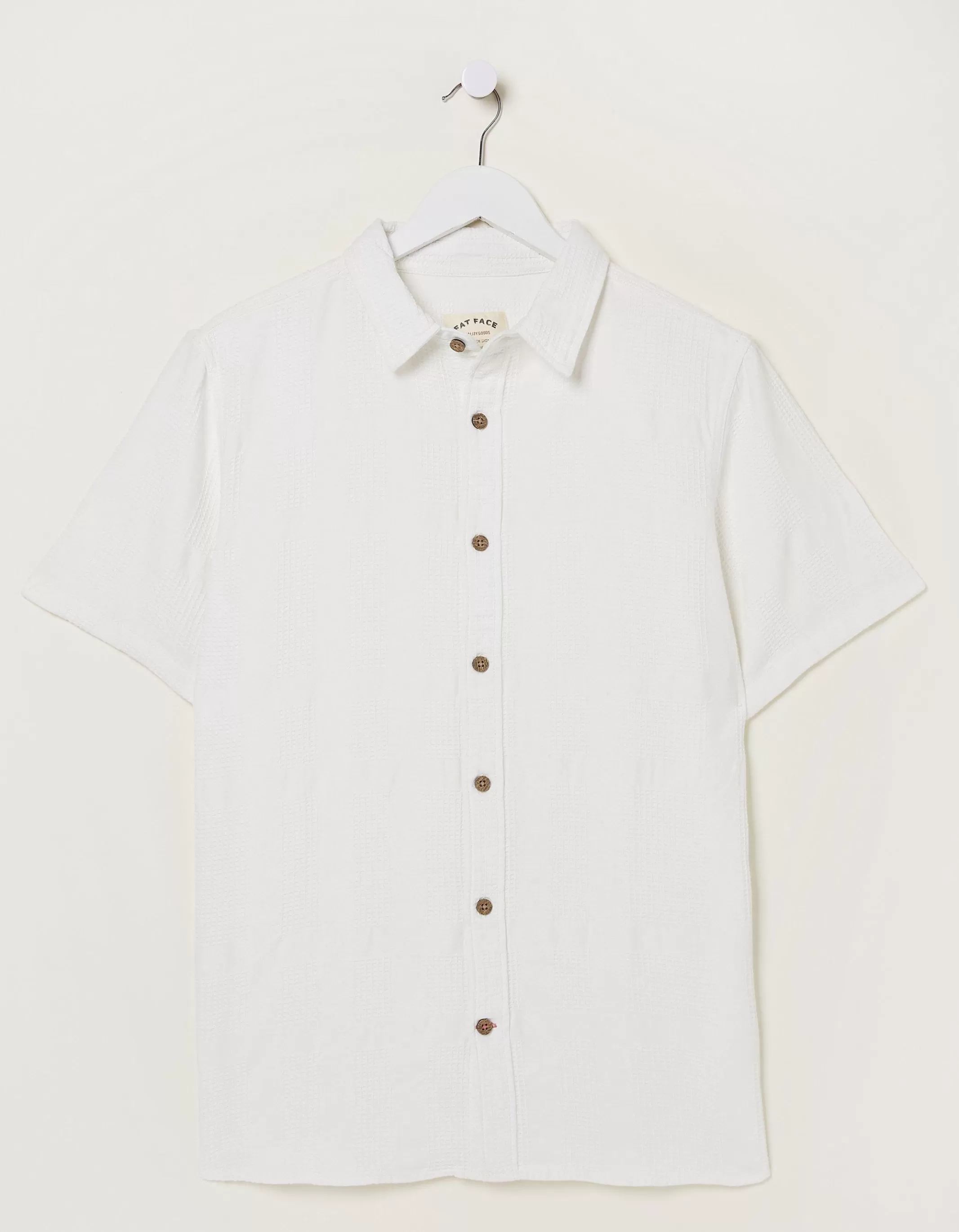 Sale FatFace Dimson Textured Shirt Off White