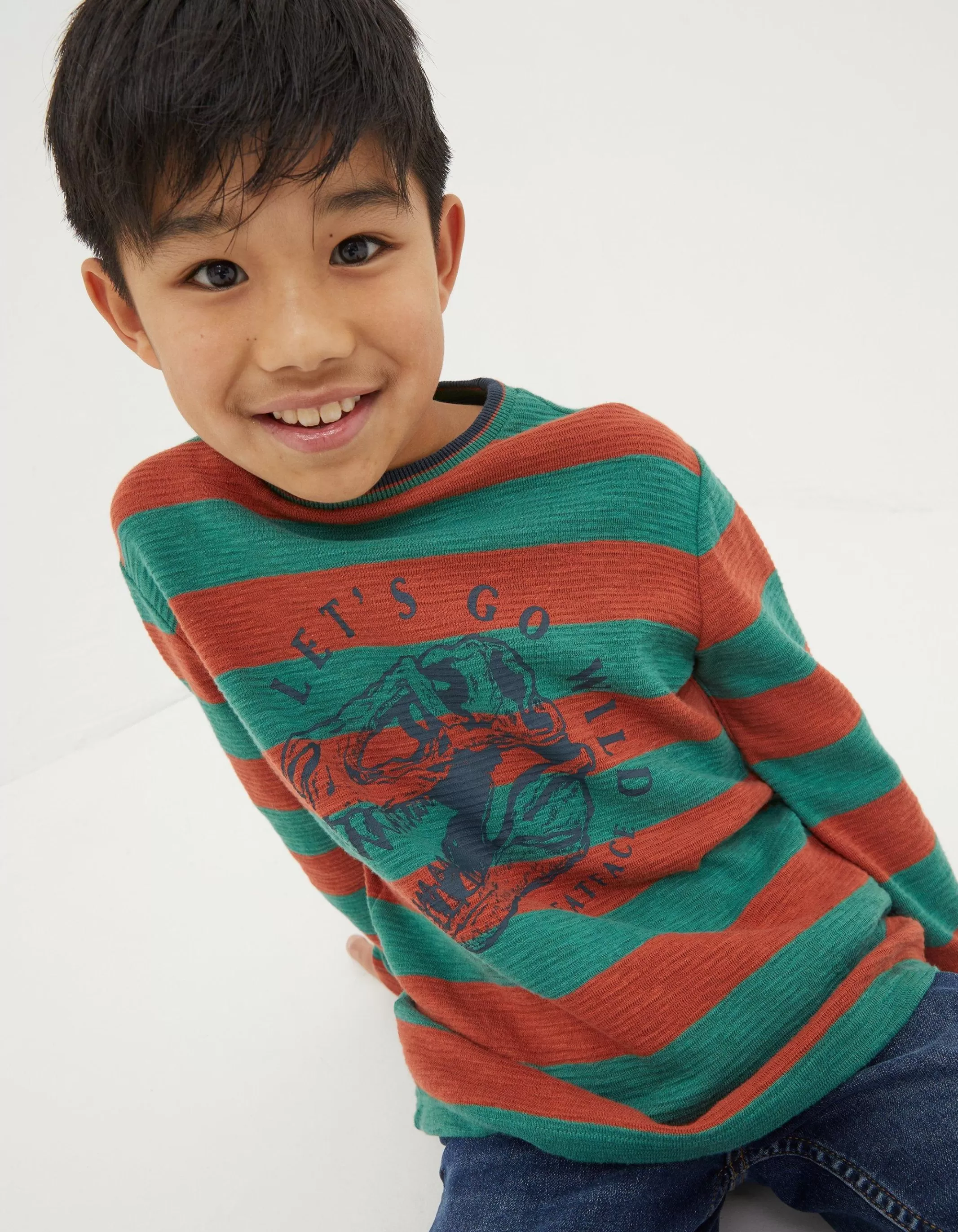 Online FatFace Dinosaur Long Sleeve T-Shirt Orange