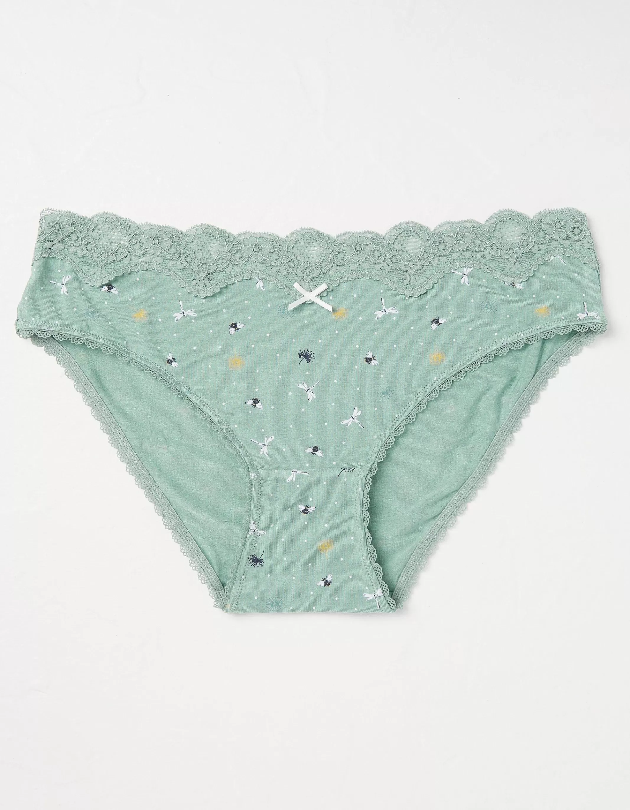 Cheap FatFace Ditsy Bee Mini Knickers Green Haze