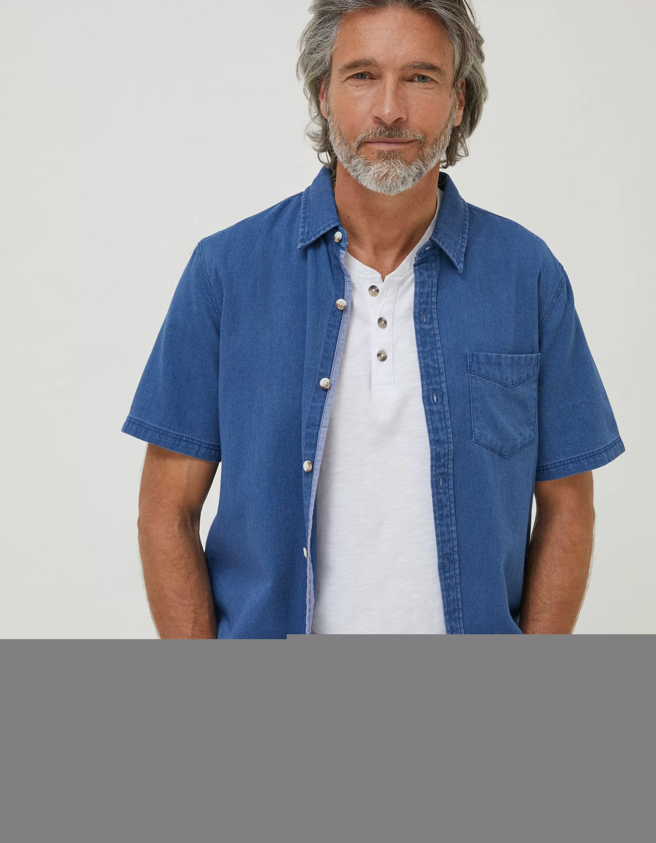 Shop FatFace Dobby Shirt Blue