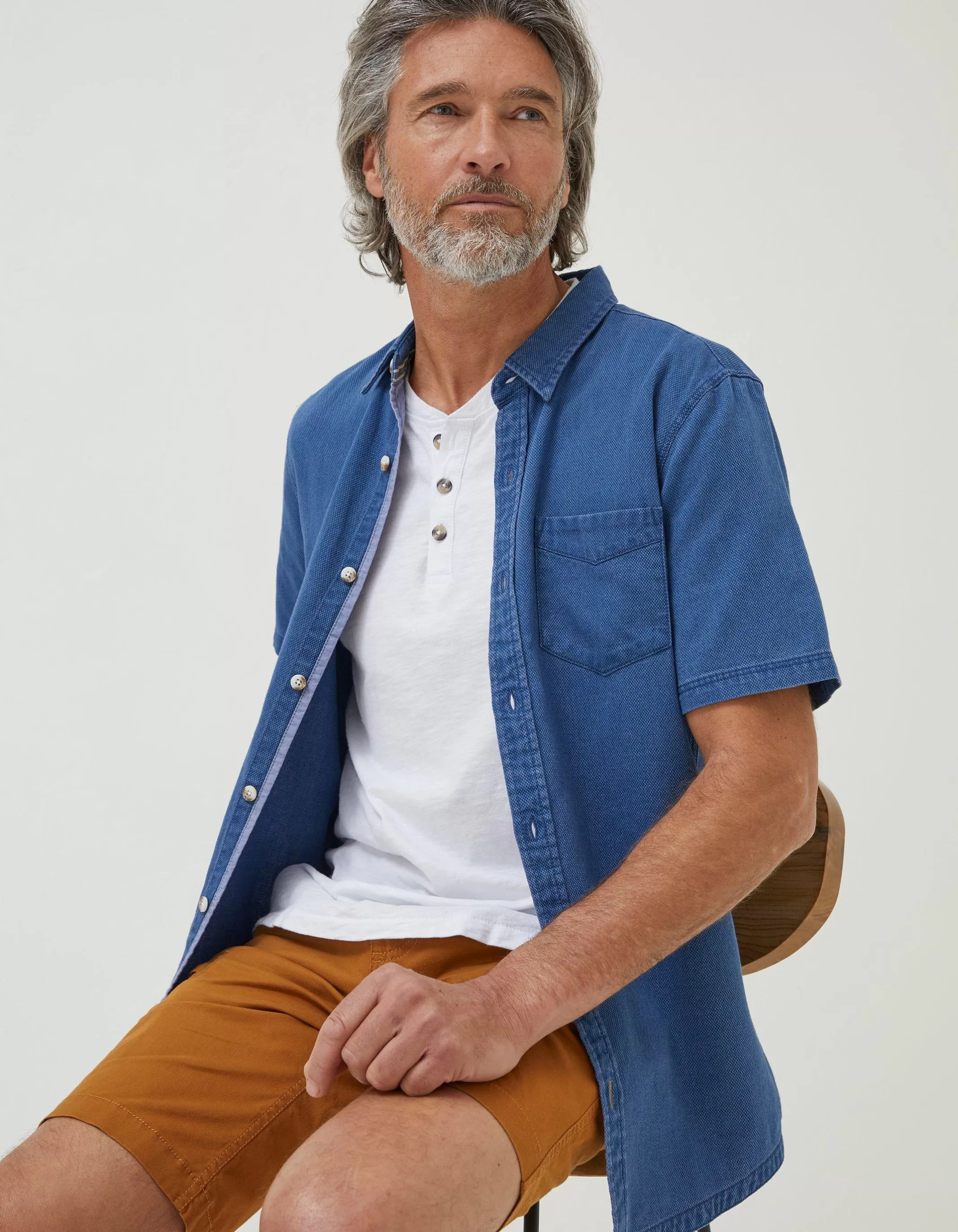 Shop FatFace Dobby Shirt Blue