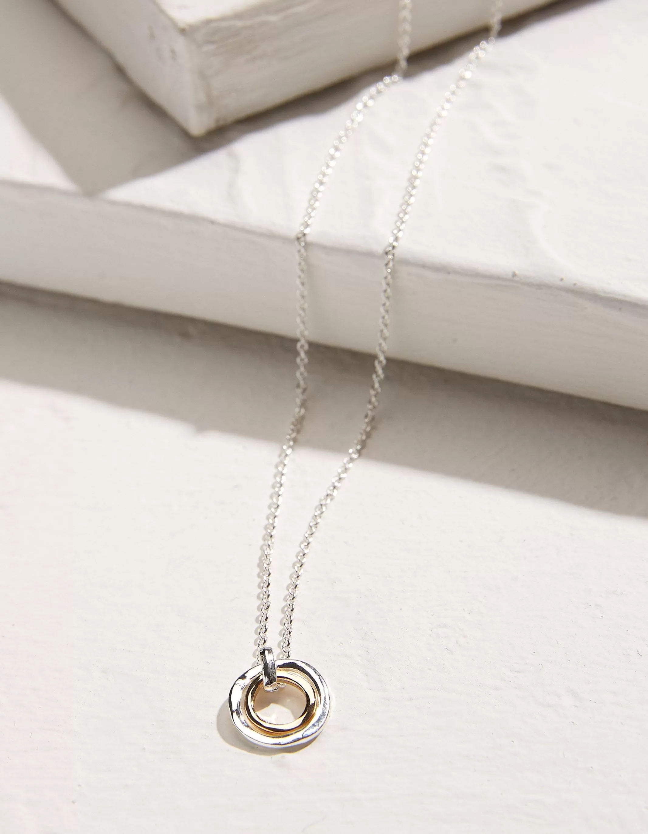 Shop FatFace Double Ring Necklace Silver