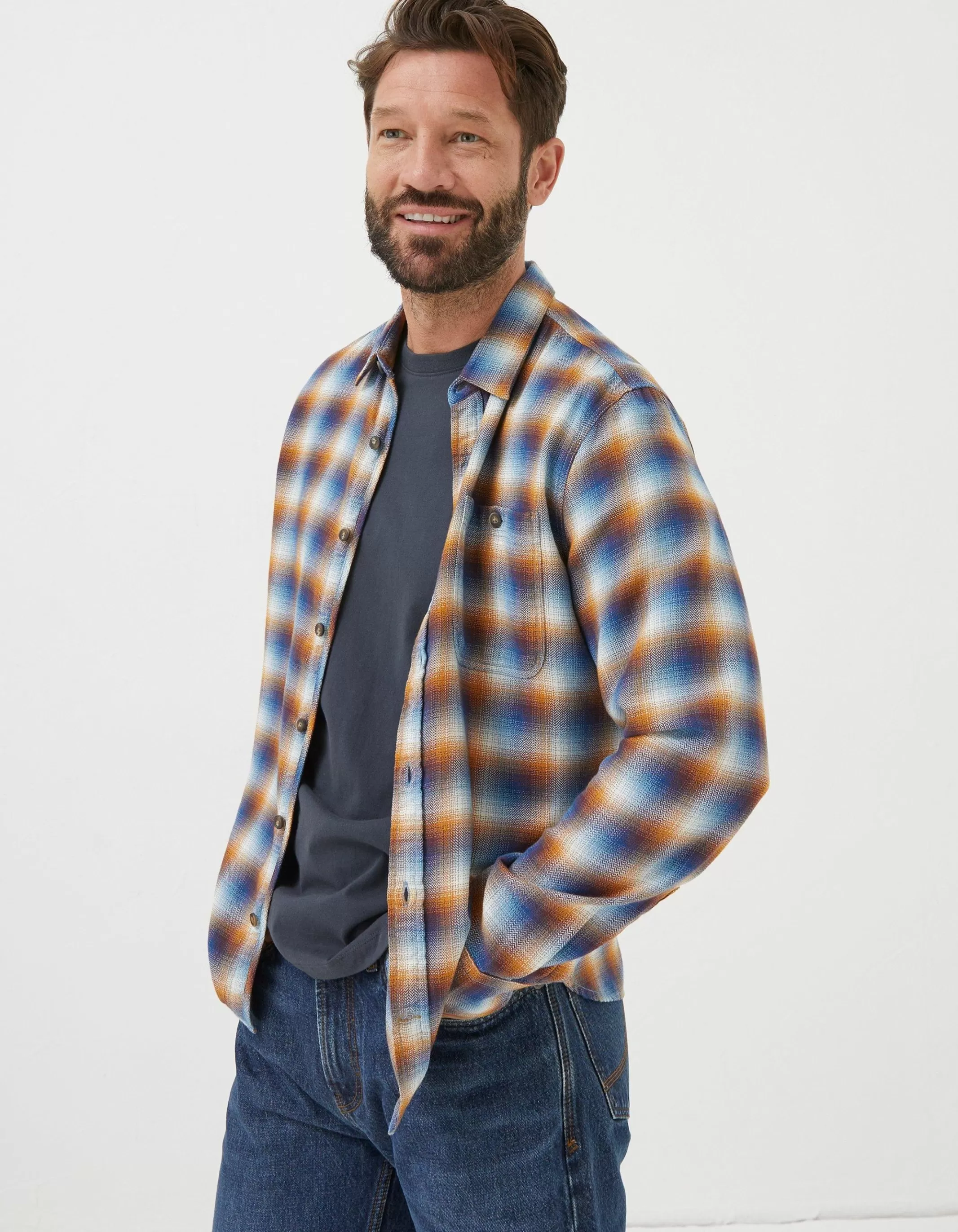 Online FatFace Downe Ombre Check Blue
