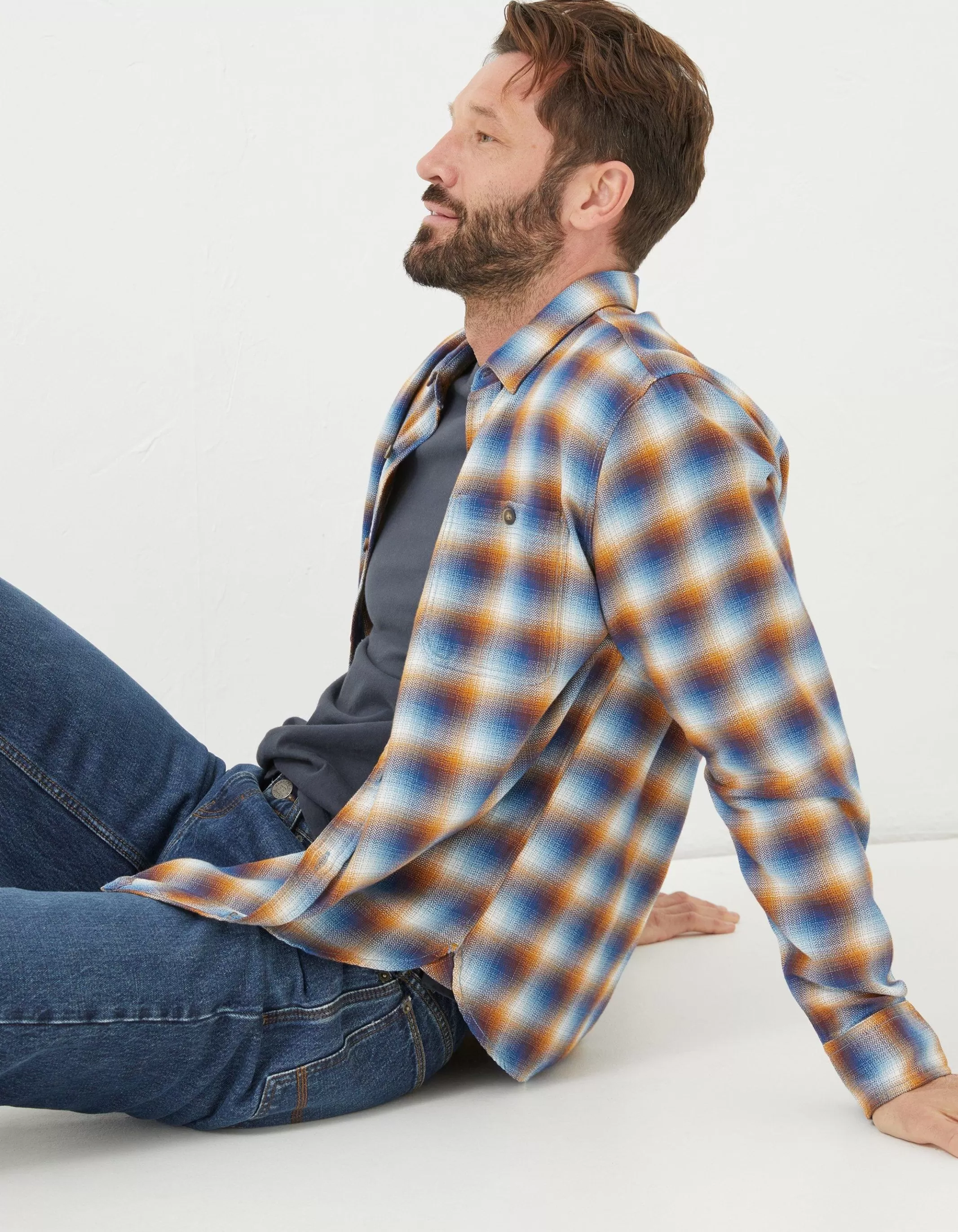 Online FatFace Downe Ombre Check Blue