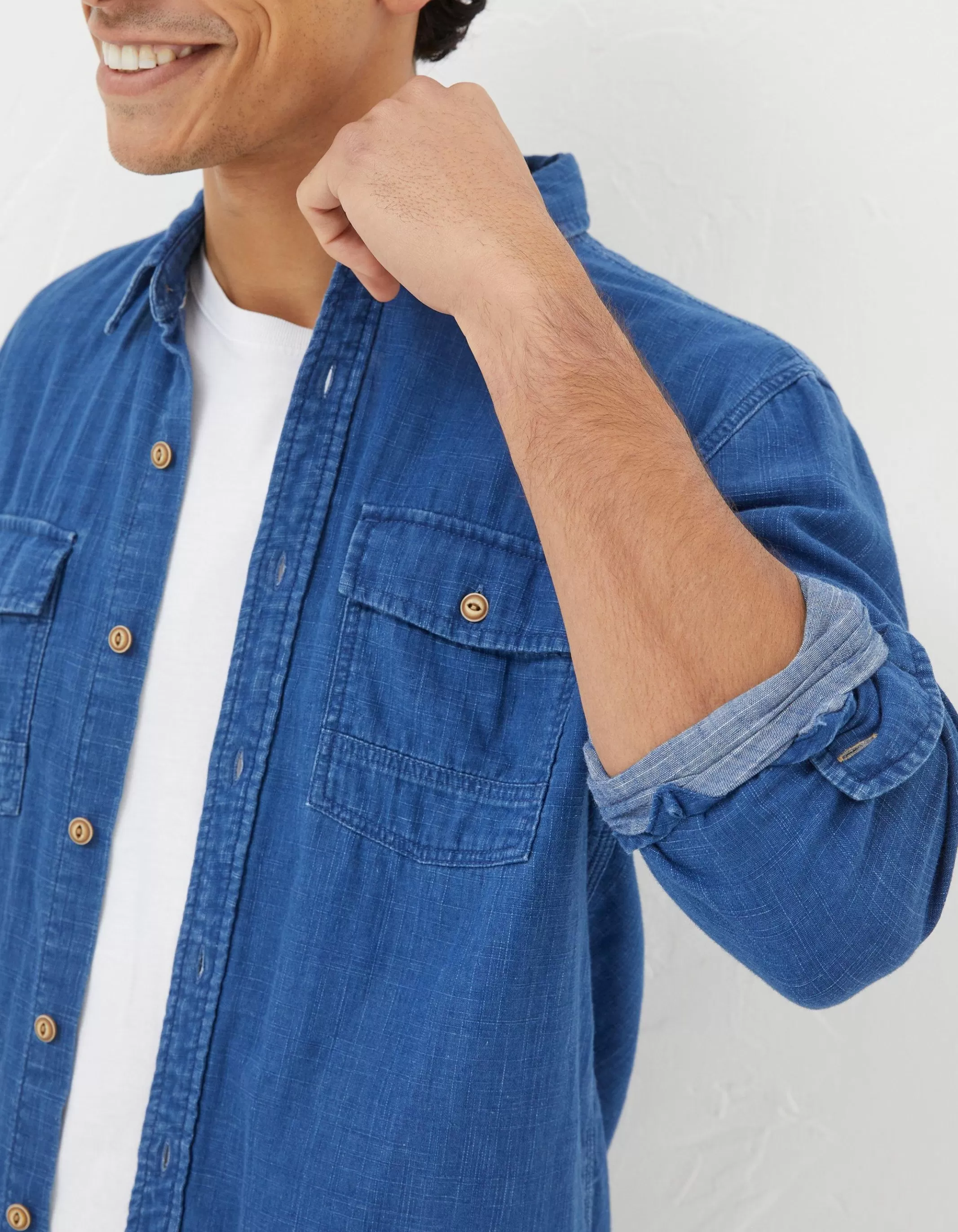 Clearance FatFace Drayton Indigo Shirt Dark Denim Blue