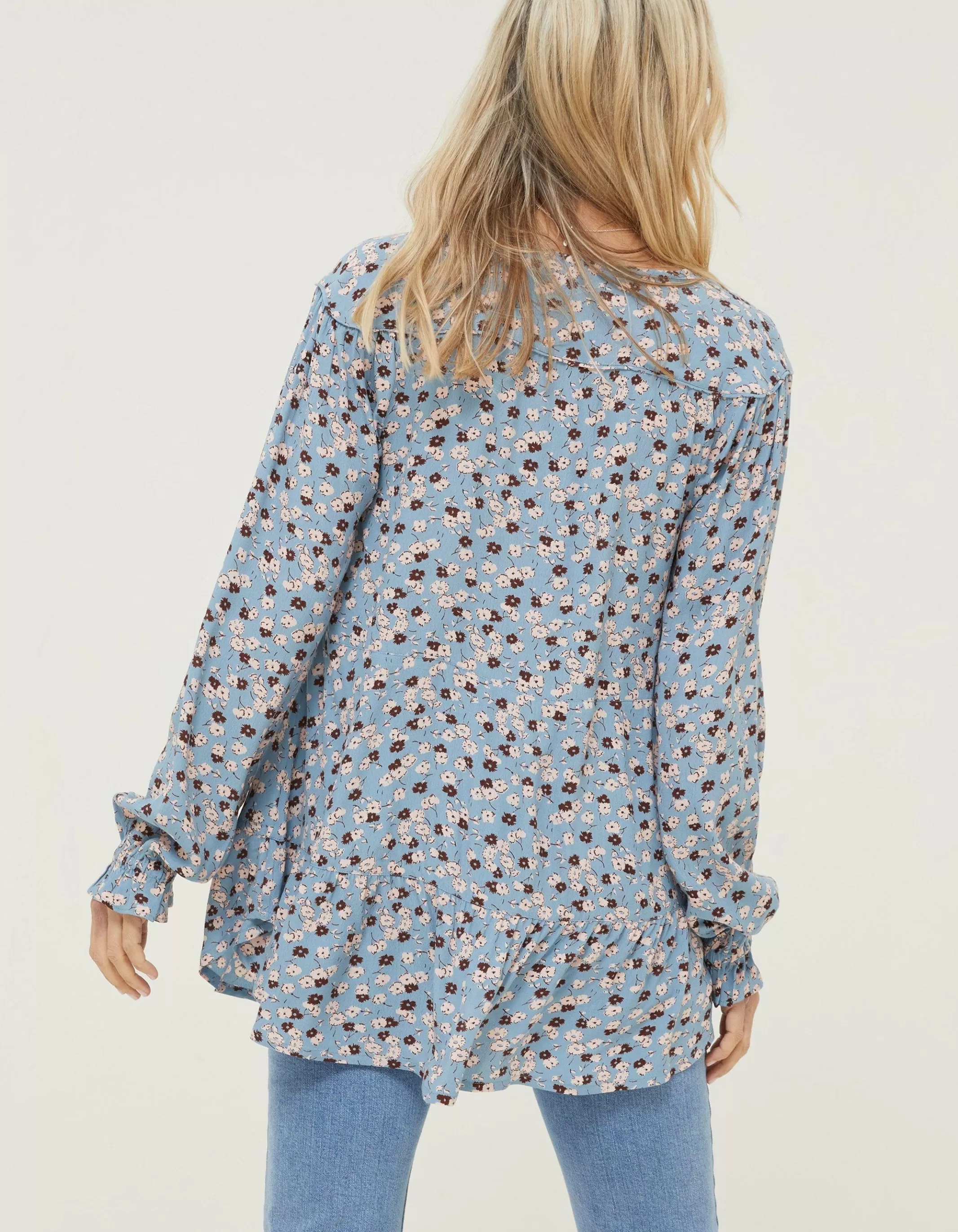 Shop FatFace Dylan Tonal Longline Blouse Blue
