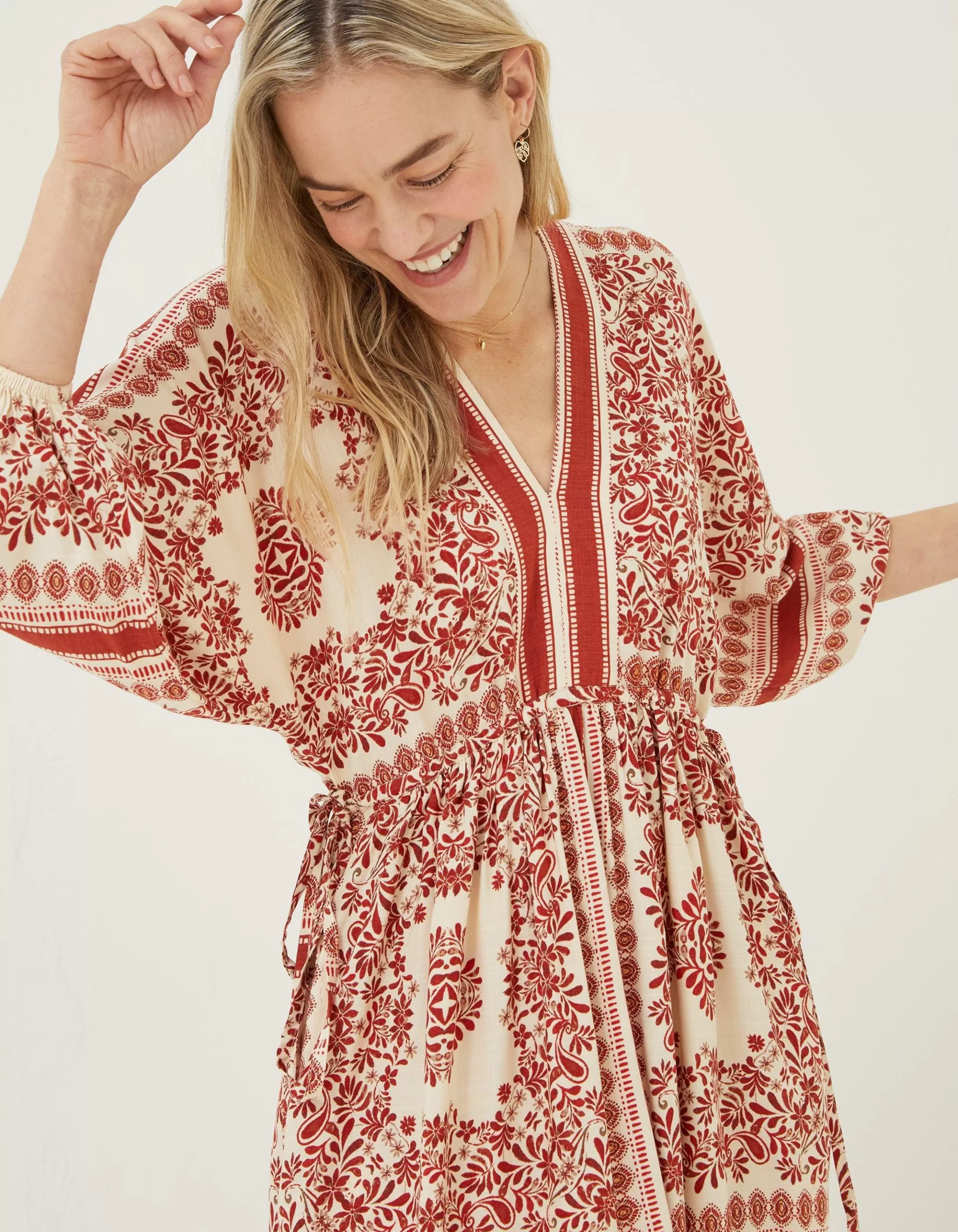 Sale FatFace Effie Bandana Midi Dress Ivory