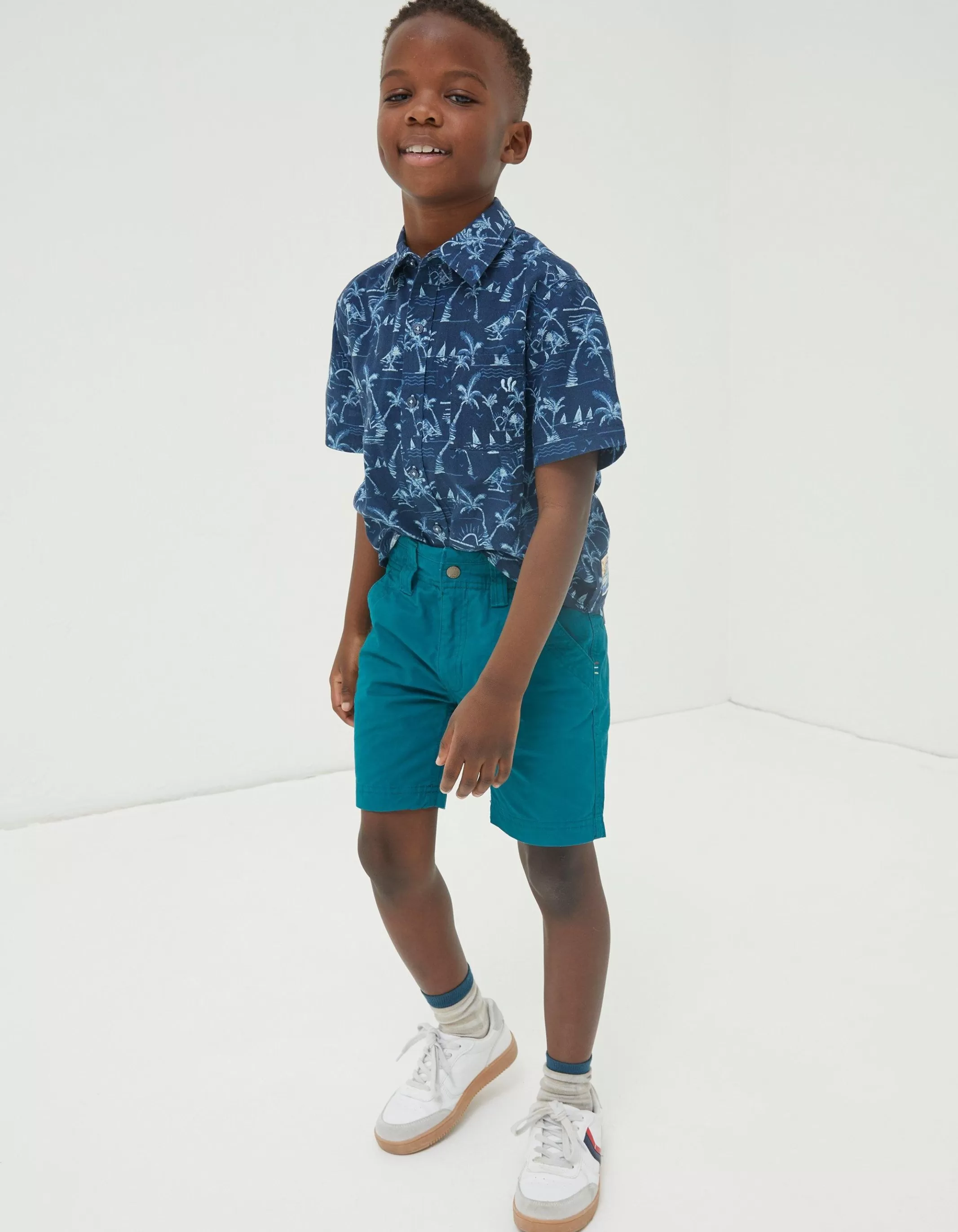 Sale FatFace Elias Flat Front Shorts Teal Green