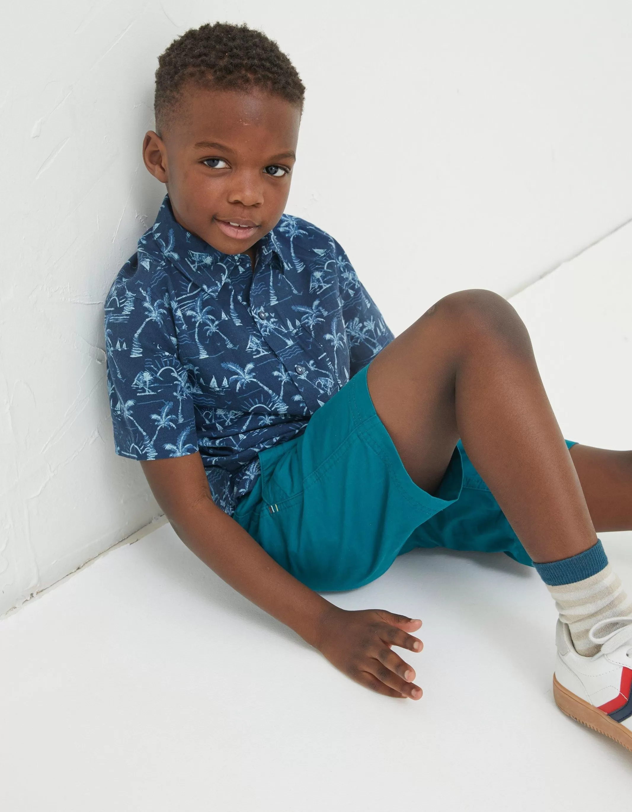 Sale FatFace Elias Flat Front Shorts Teal Green