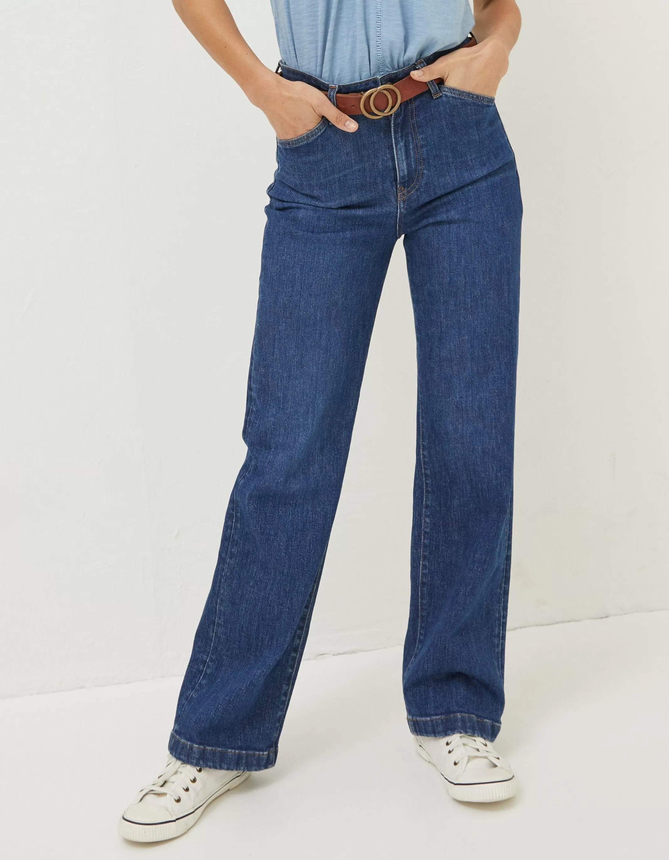 Sale FatFace Elise Wide Leg Comfort Stretch Jeans Indigo