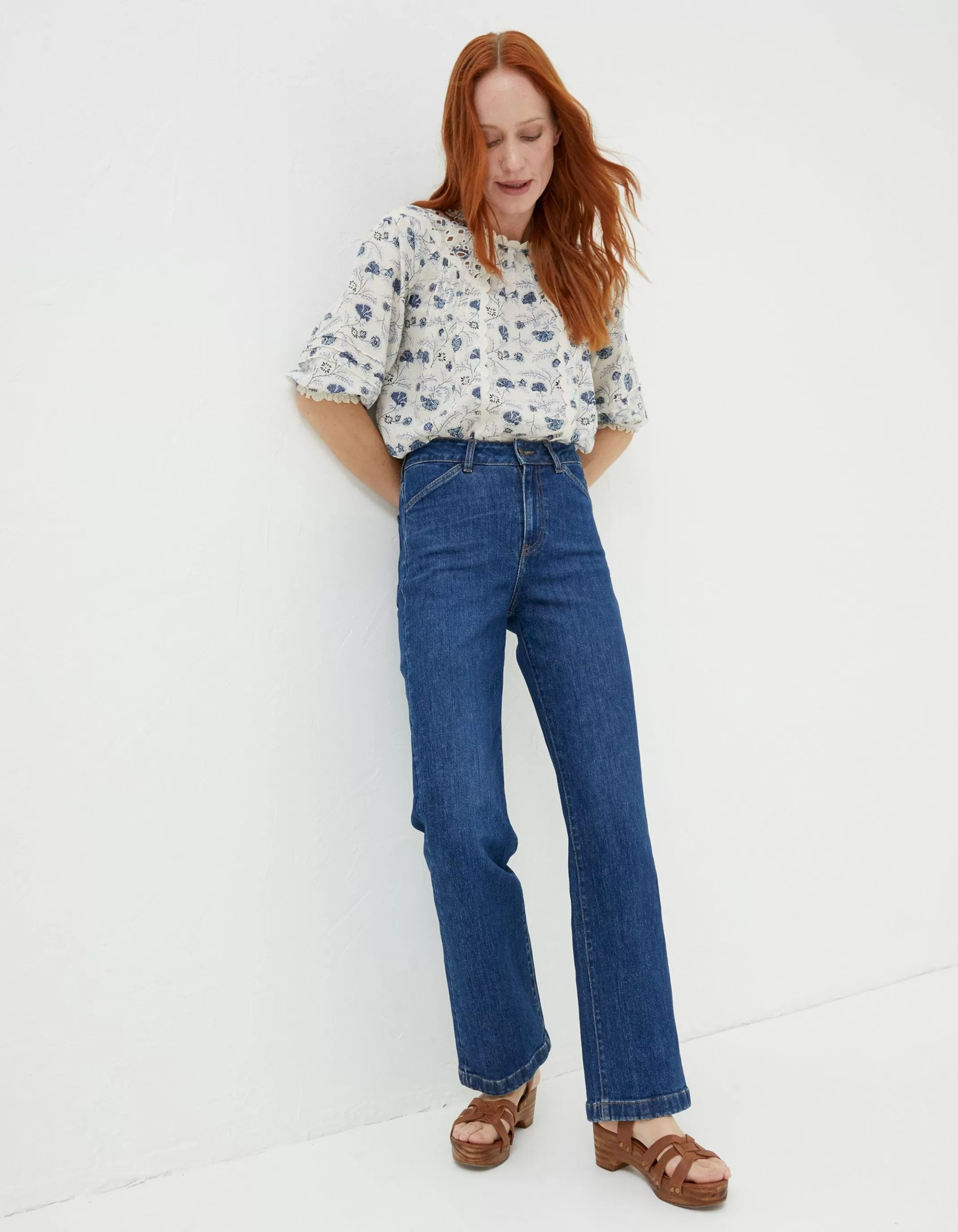Sale FatFace Elise Wide Leg Jeans Indigo Blue