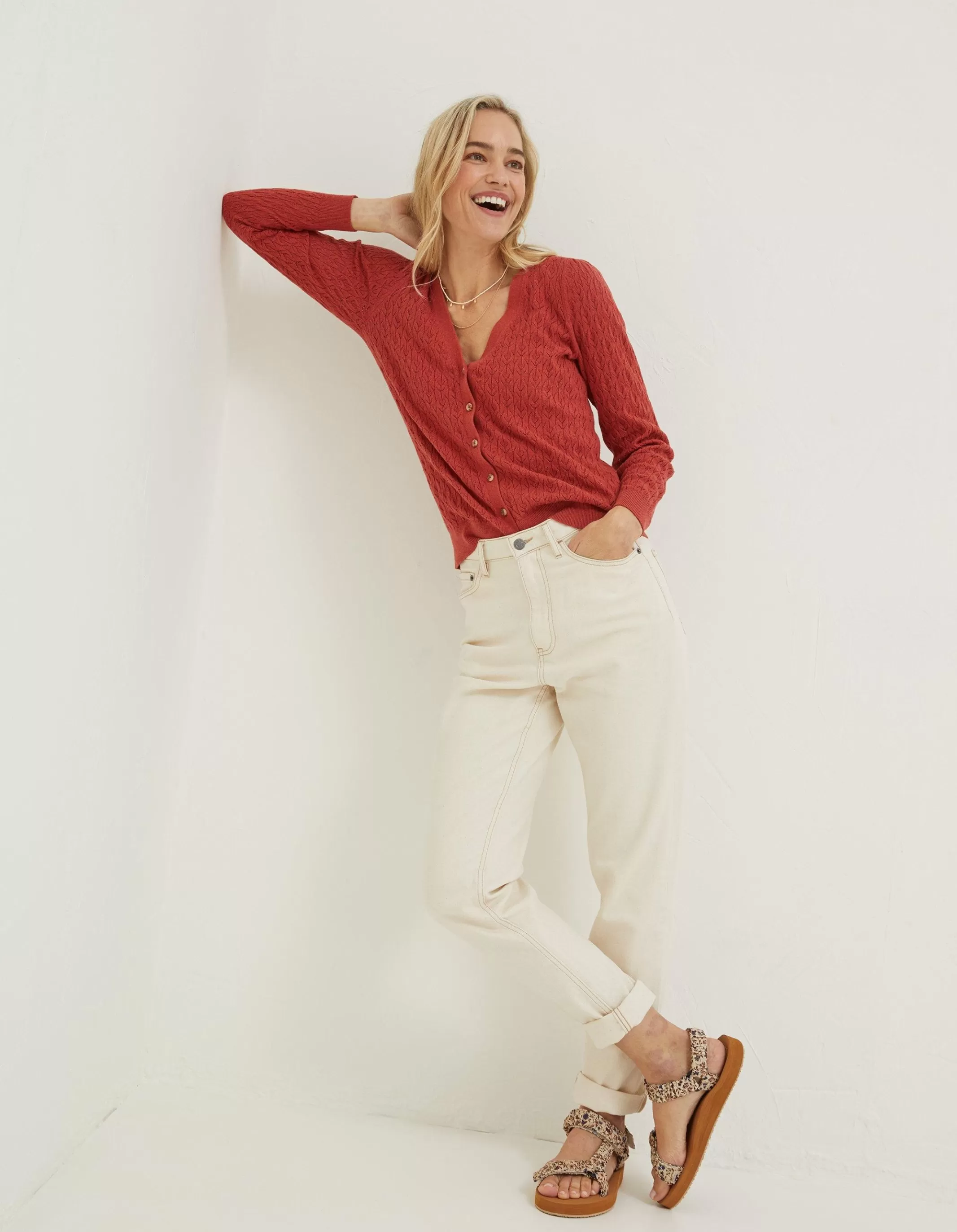 Clearance FatFace Elissa Cardigan Rust Red