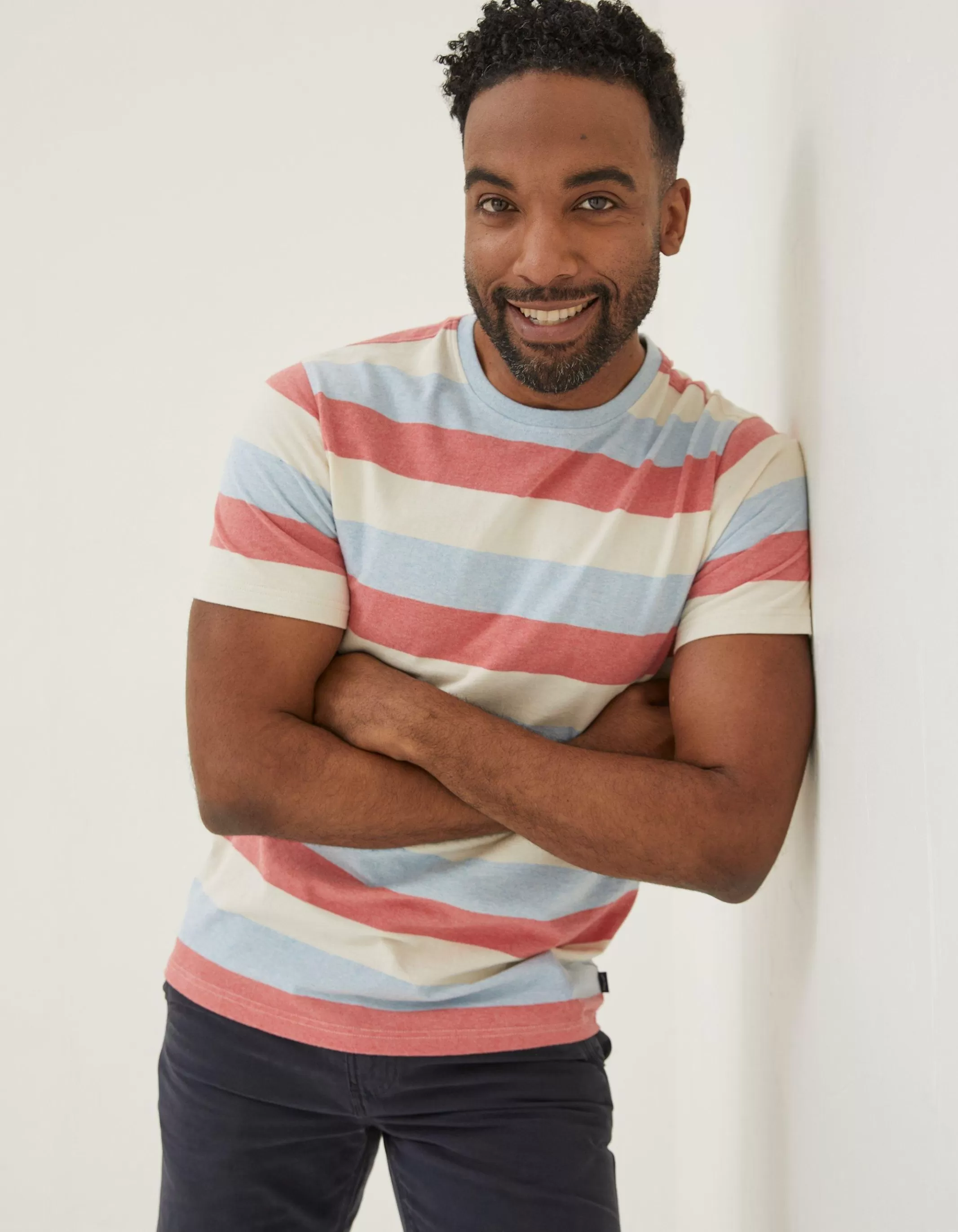 Shop FatFace Ellbridge Stripe T-Shirt Chambray Blue