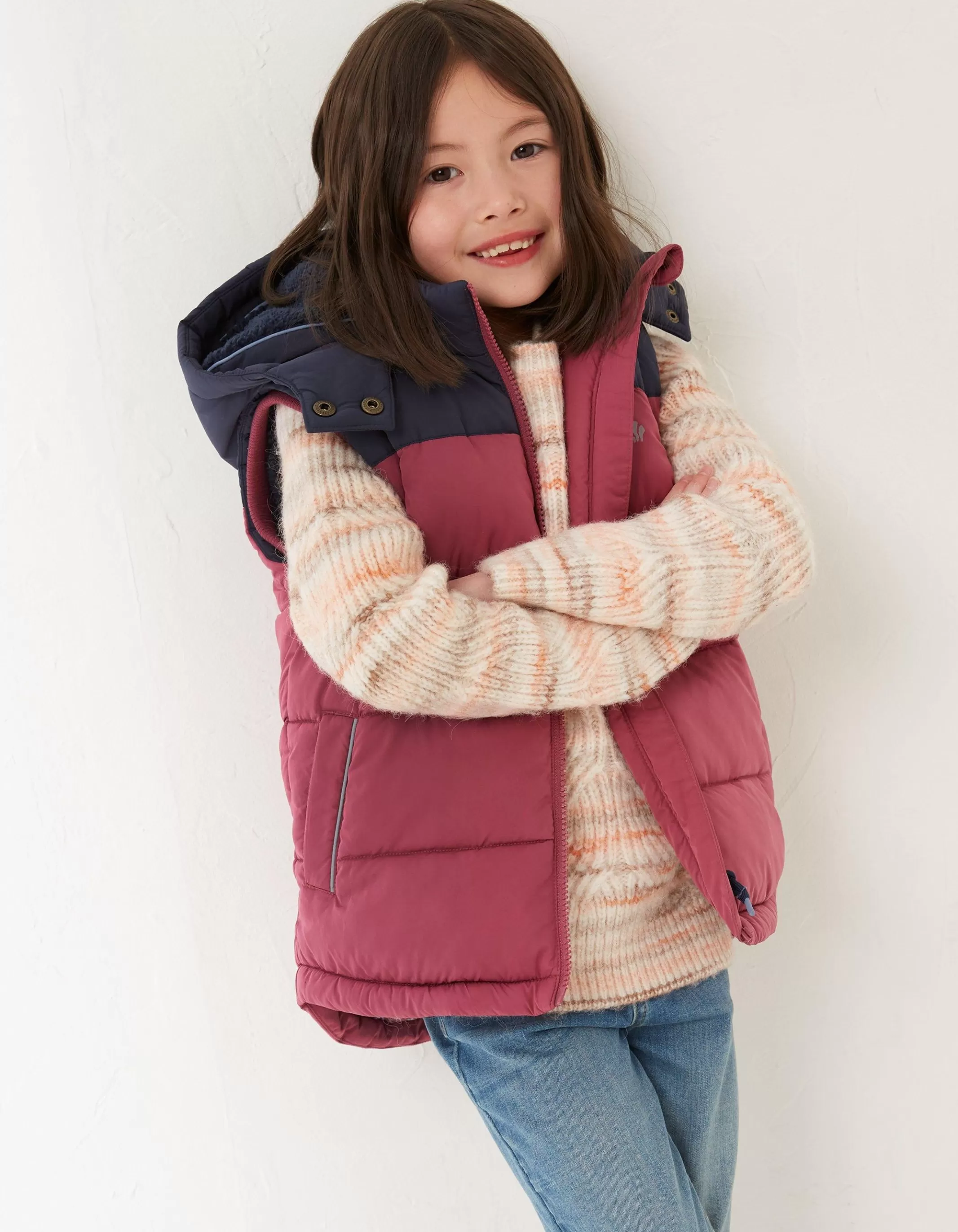 Fashion FatFace Ellie Colourblock Gilet Berry