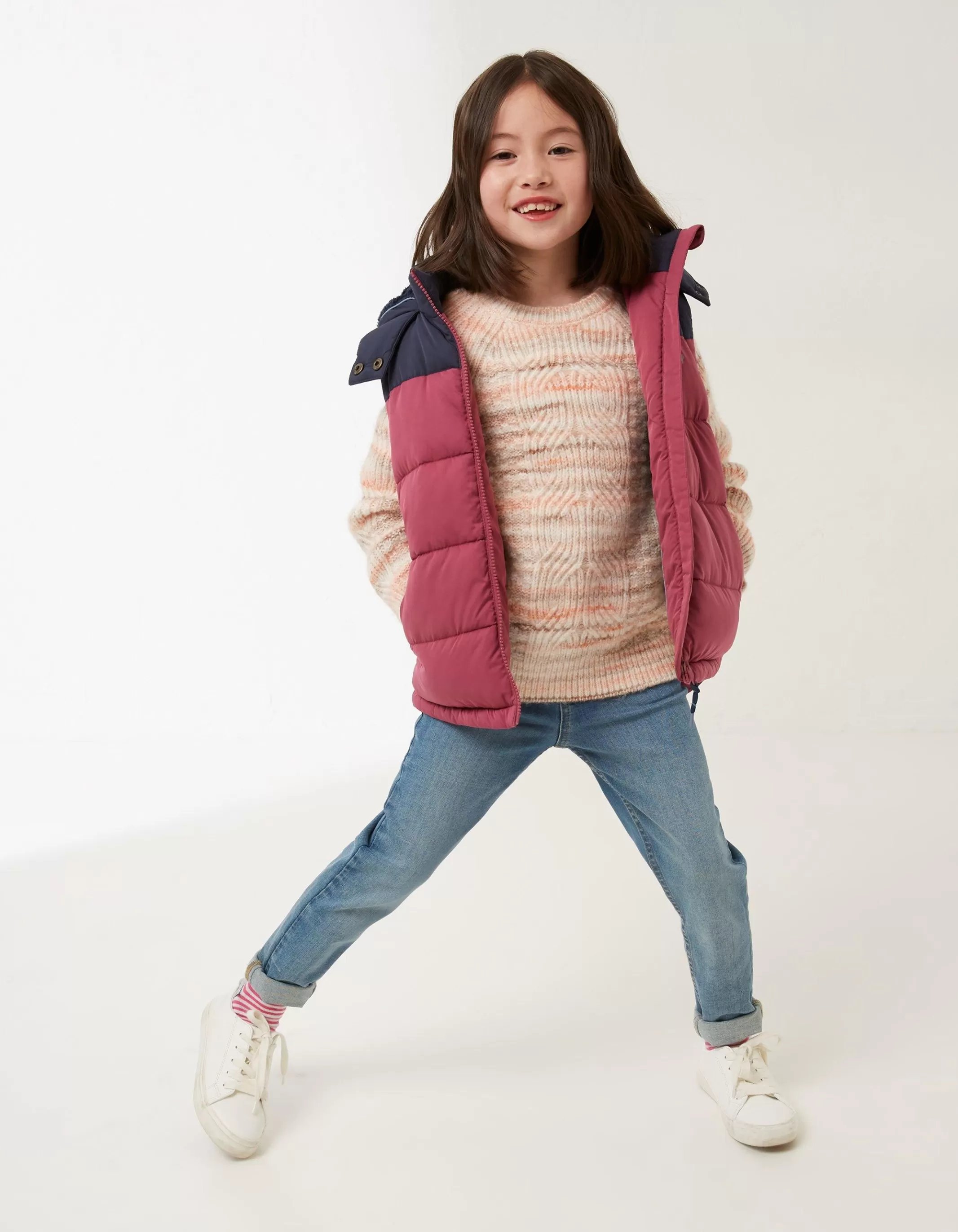 Fashion FatFace Ellie Colourblock Gilet Berry