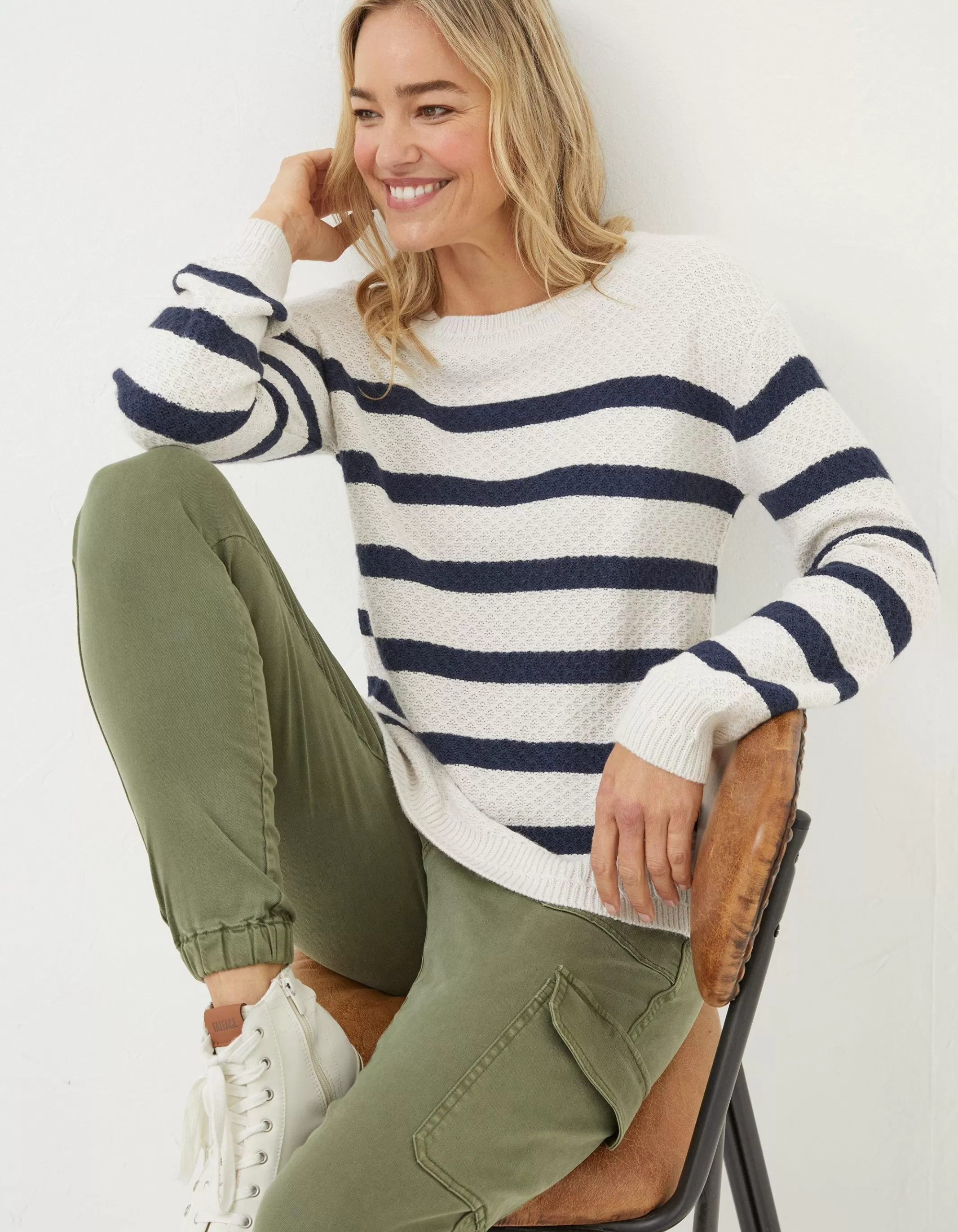 Best FatFace Ellie Stripe Jumper Ivory