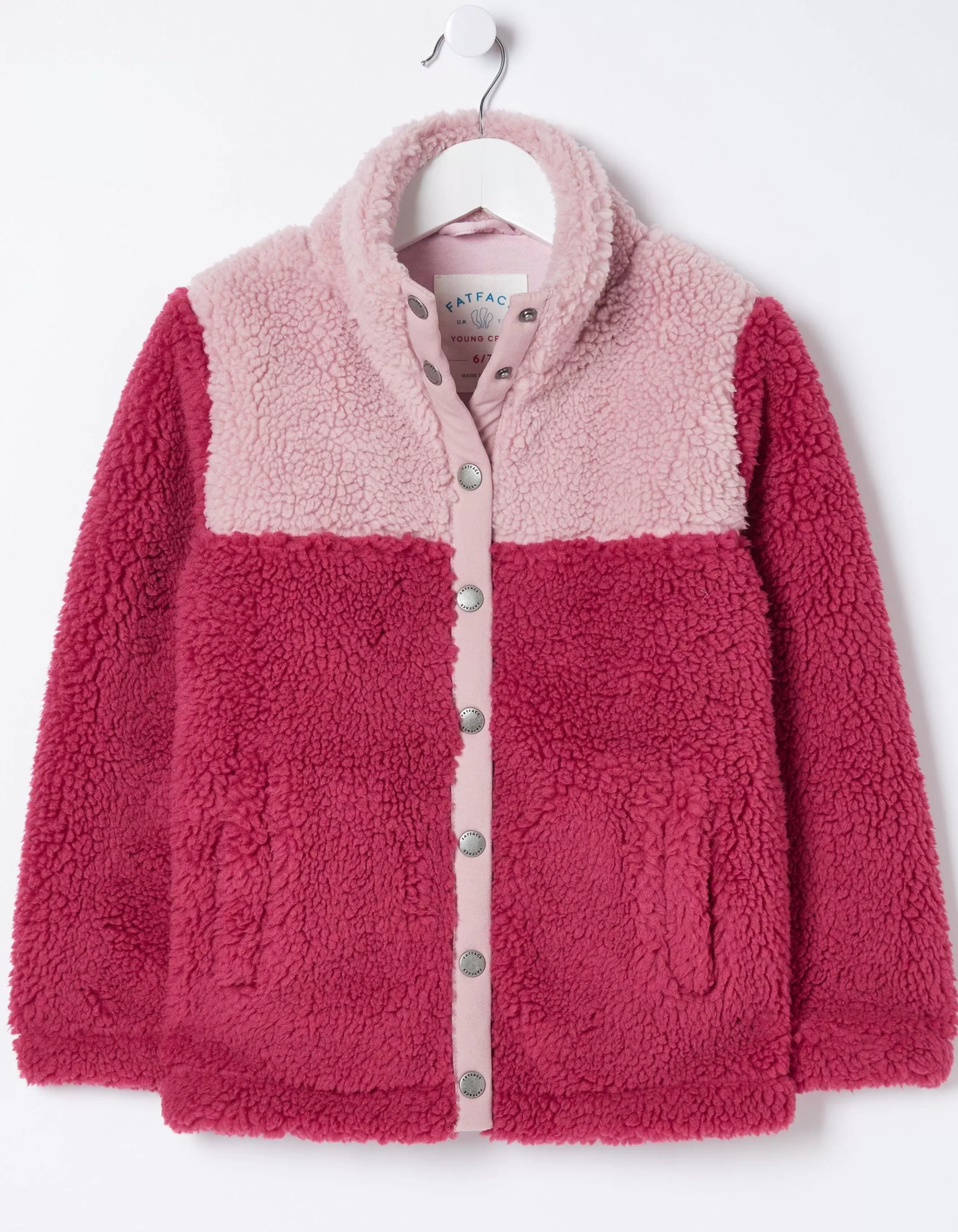 Shop FatFace Elodie Fleece Button Sweatshirt Pink