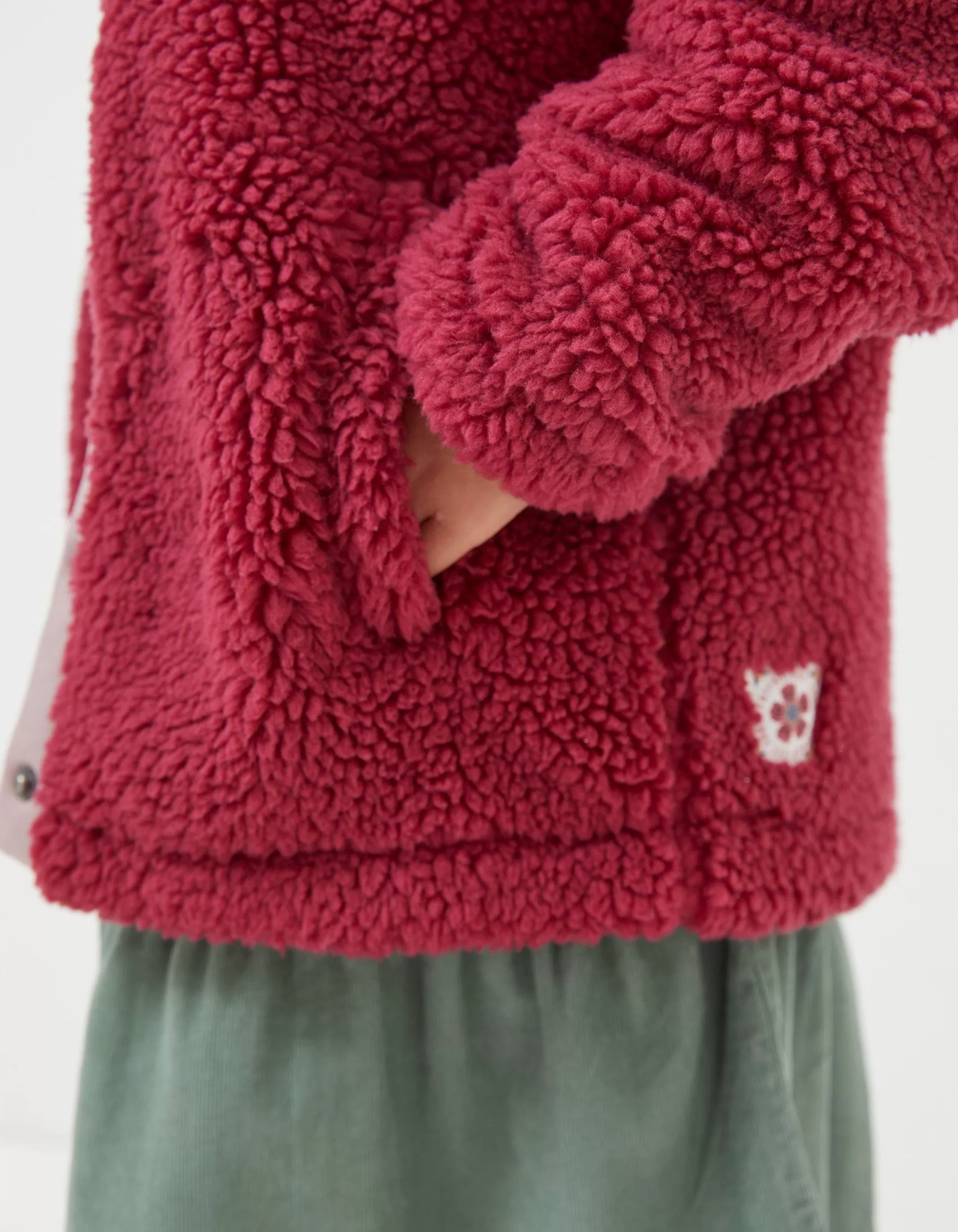 Shop FatFace Elodie Fleece Button Sweatshirt Pink