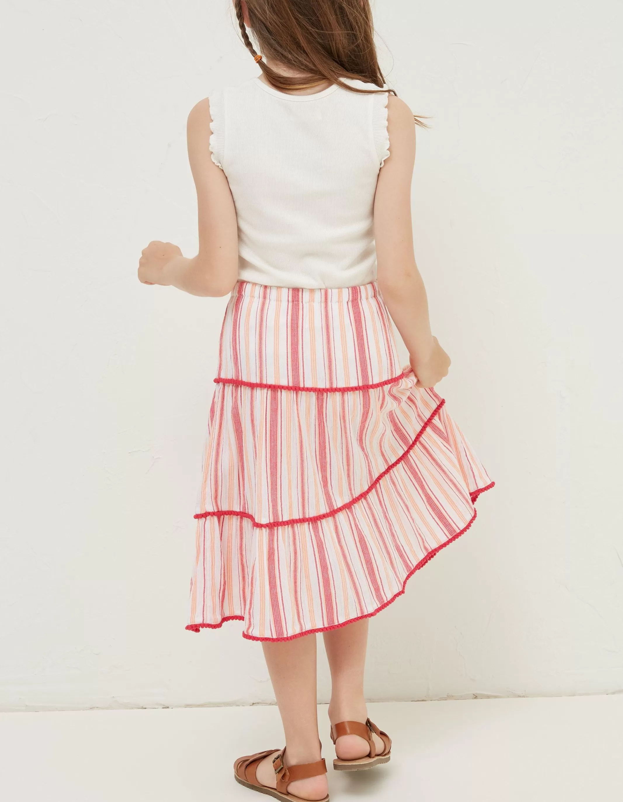 Flash Sale FatFace Elodie Stripe Woven Skirt Raspberry Red