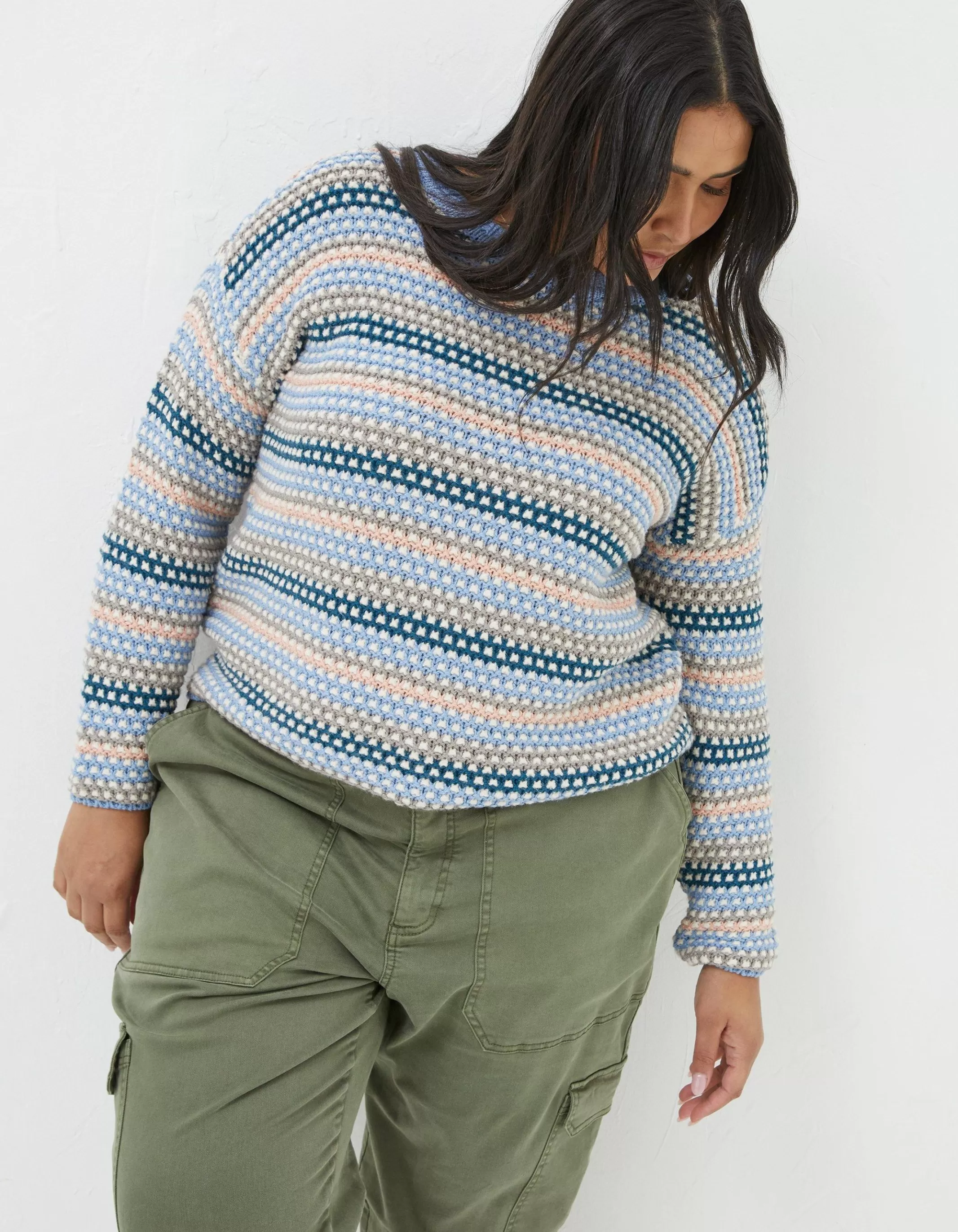 Best FatFace Elsewhere Stitch Stripe Jumper Blue