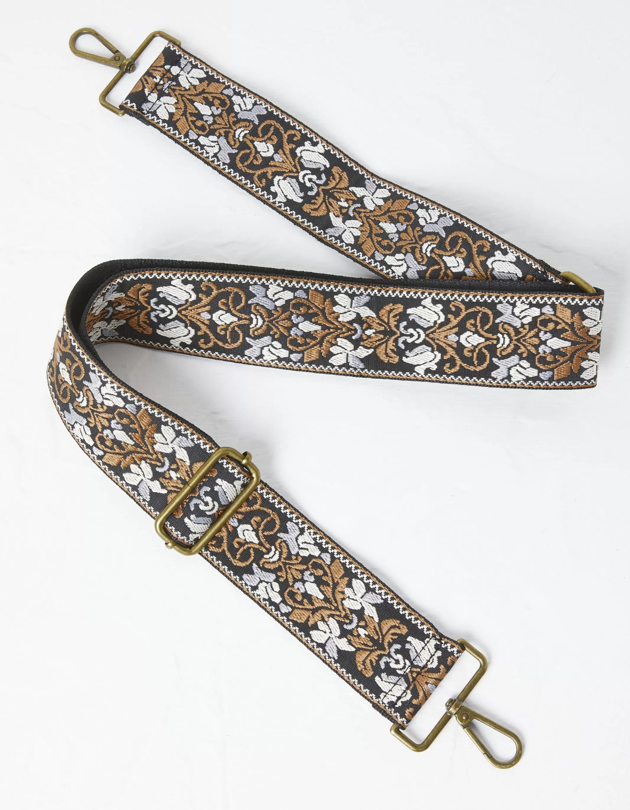 New FatFace Embroidered Floral Bag Strap Burnt Orange