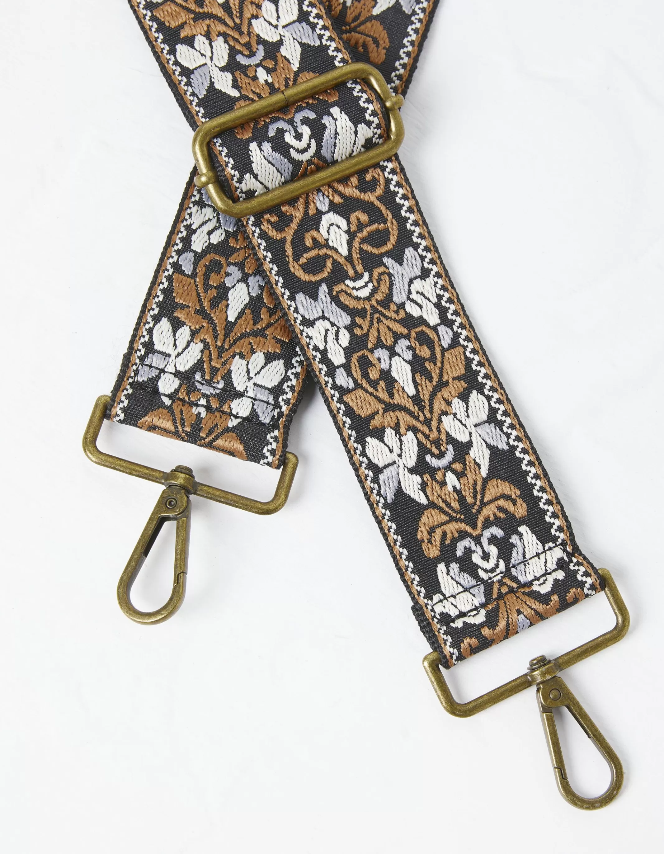 New FatFace Embroidered Floral Bag Strap Burnt Orange