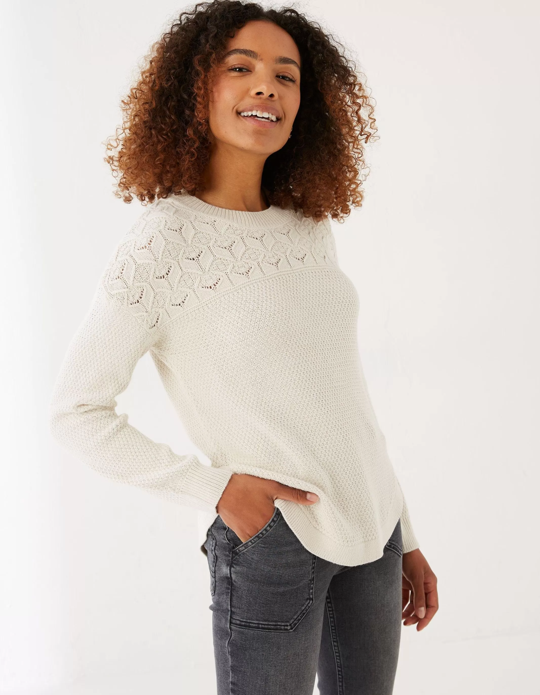 Clearance FatFace Emmy Jumper Ivory