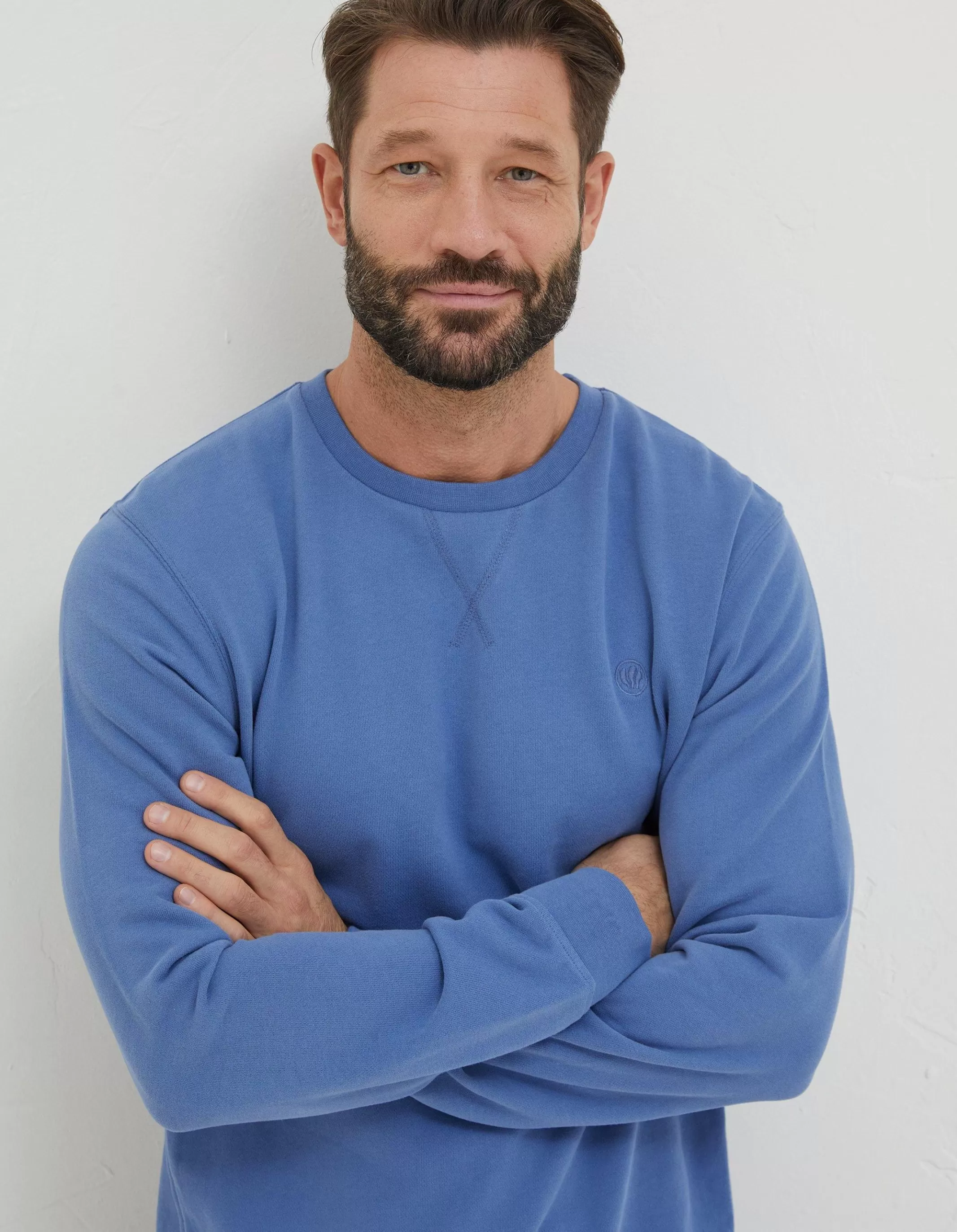 Shop FatFace Emsworth Crew Neck Sweatshirt Cobalt Blue