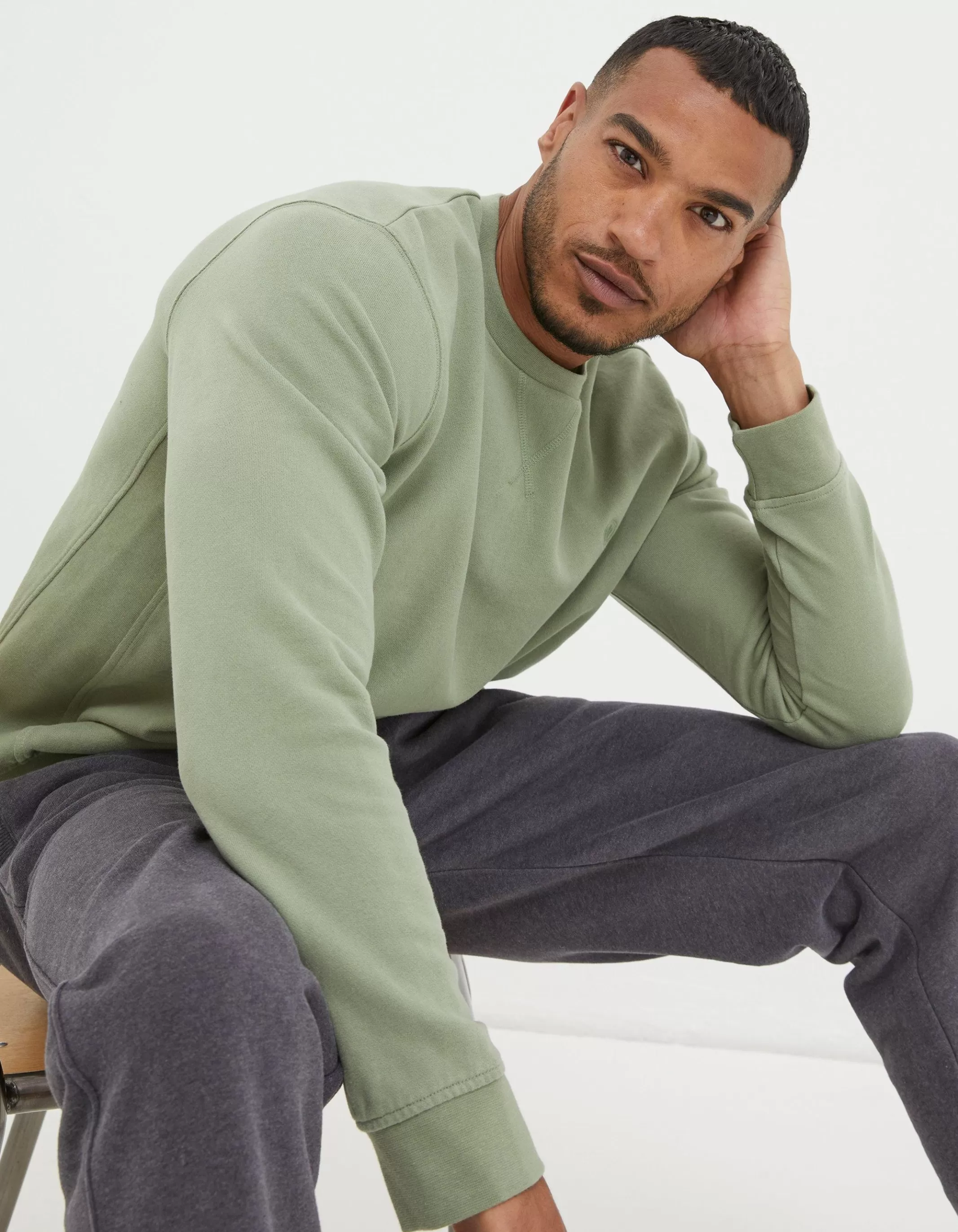 Clearance FatFace Emsworth Crew Neck Sweatshirt Light Green