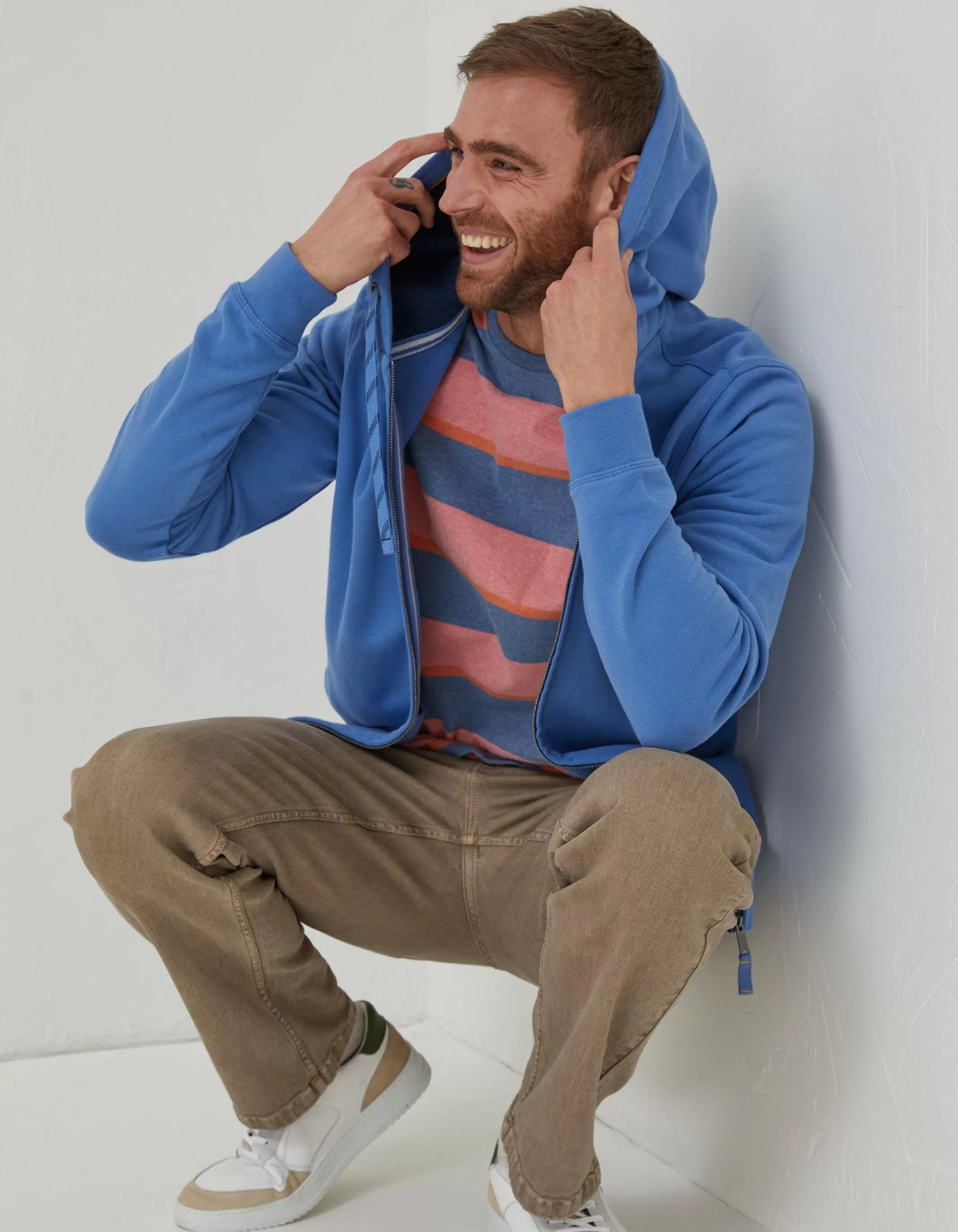 Sale FatFace Emsworth Zip Through Hoodie Light Blue