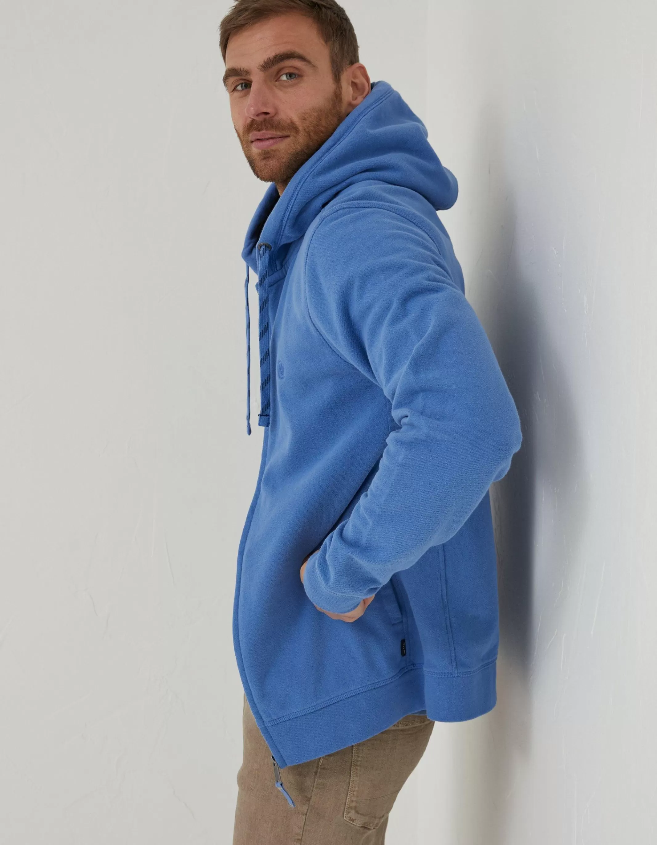 Sale FatFace Emsworth Zip Through Hoodie Light Blue