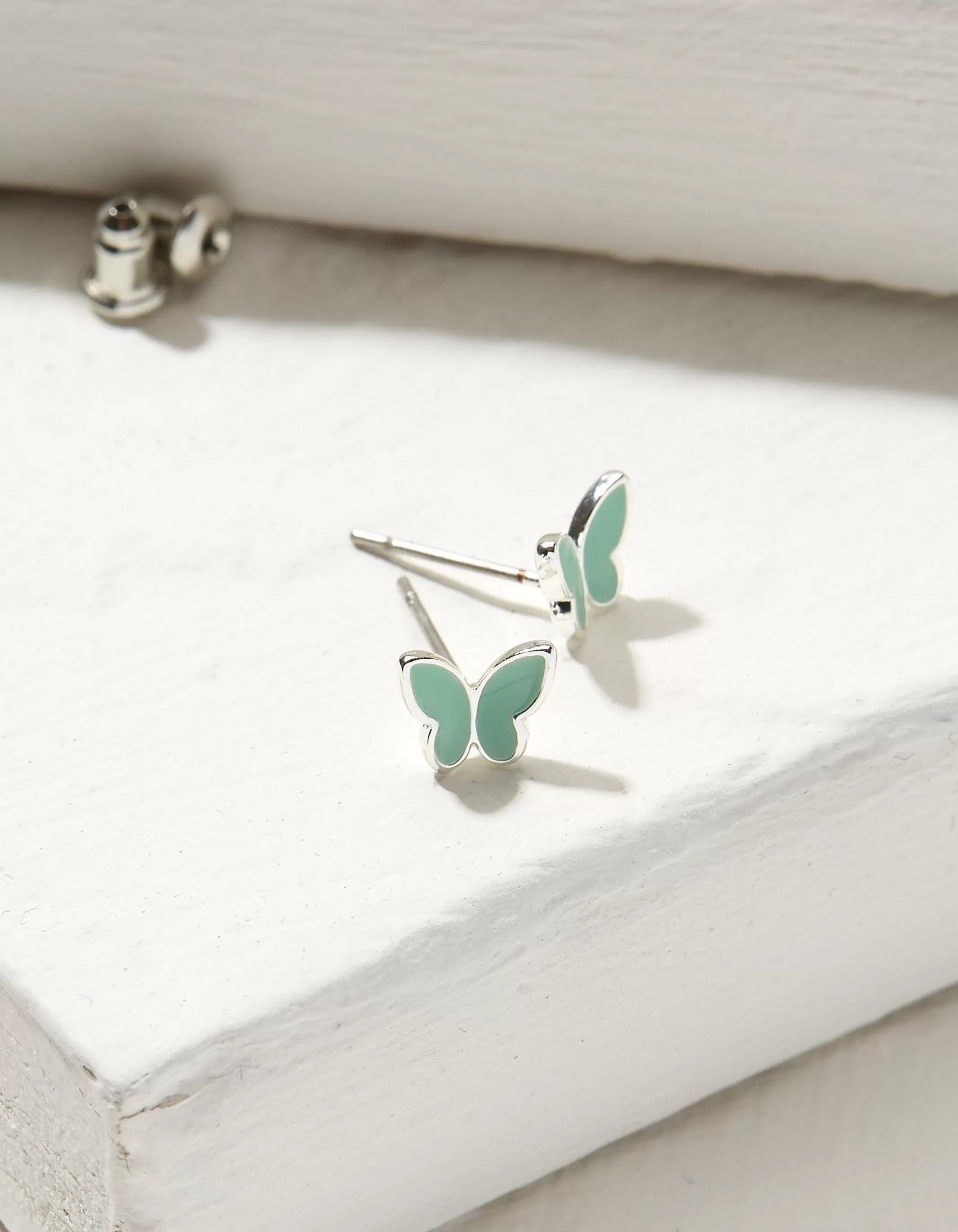 Flash Sale FatFace Enamel Butterfly Studs Green
