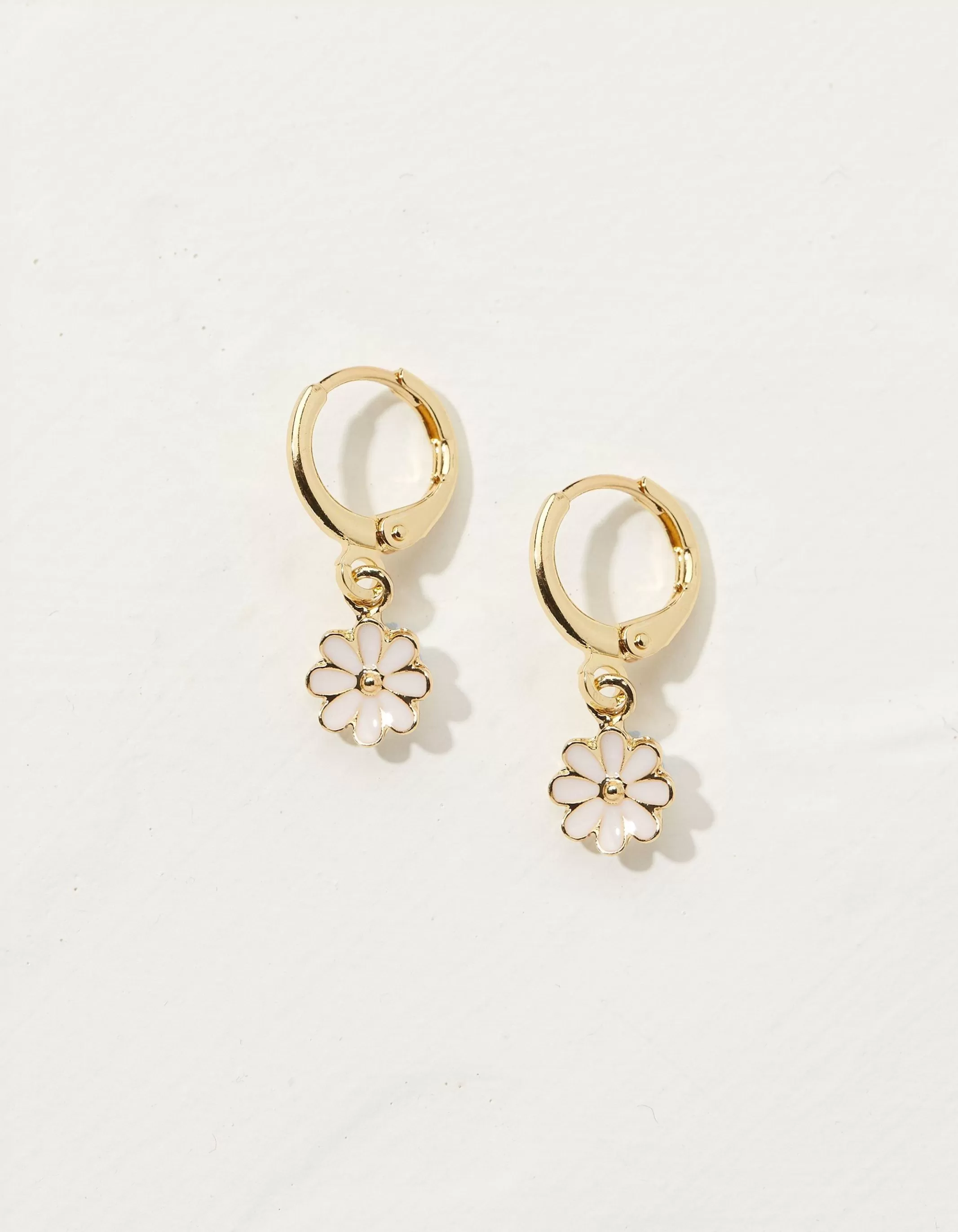 Cheap FatFace Enamel Flower Drop Earrings Gold