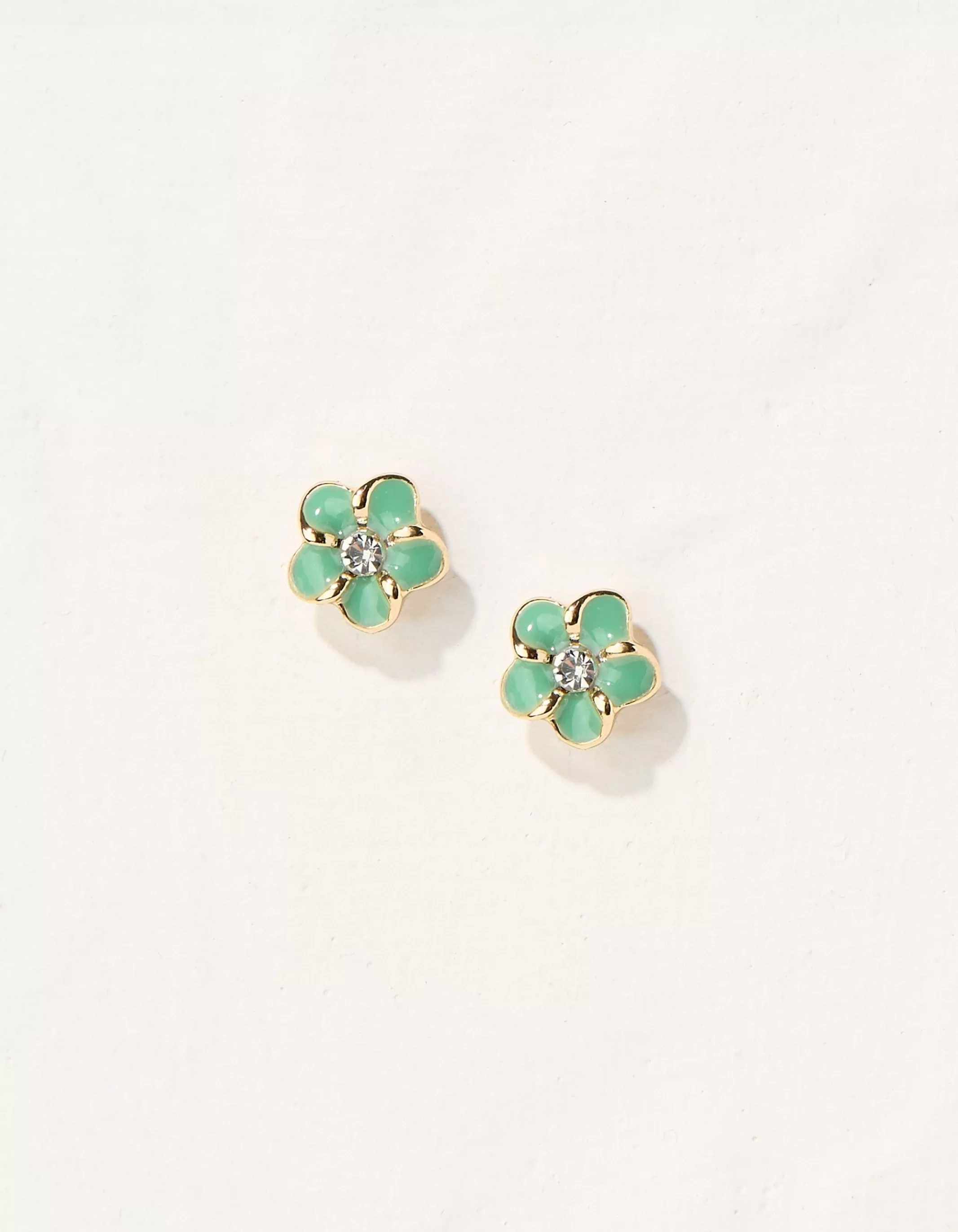 Fashion FatFace Enamel Flower Studs Green