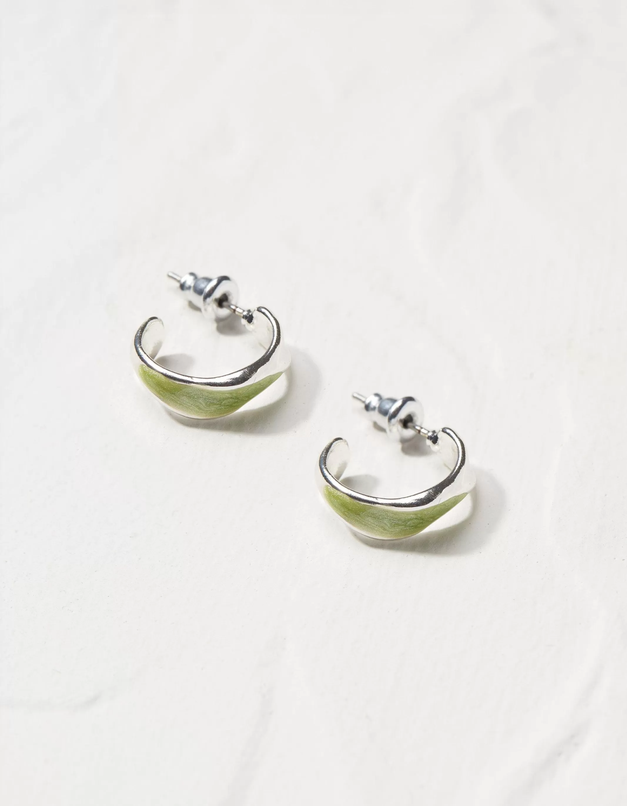 Flash Sale FatFace Enamel Twist Hoops Green