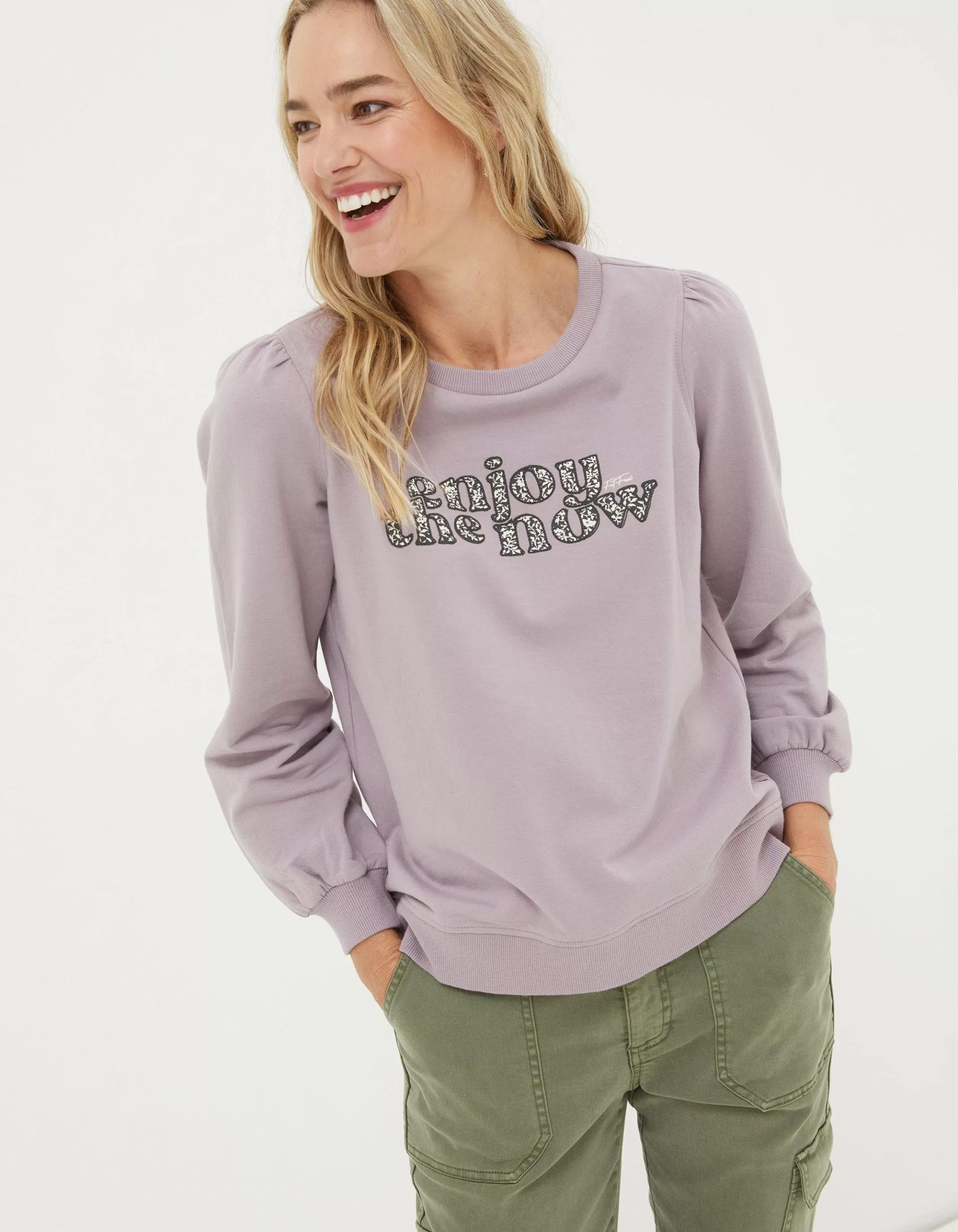 Sale FatFace Enjoy The Now Sweatshirt Lilac