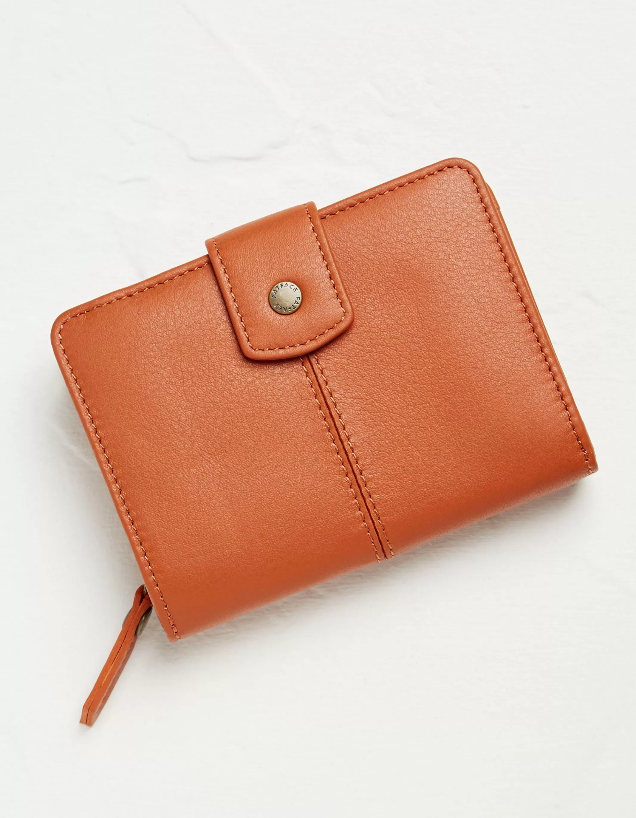 Shop FatFace Etta Leather Zip Purse Orange