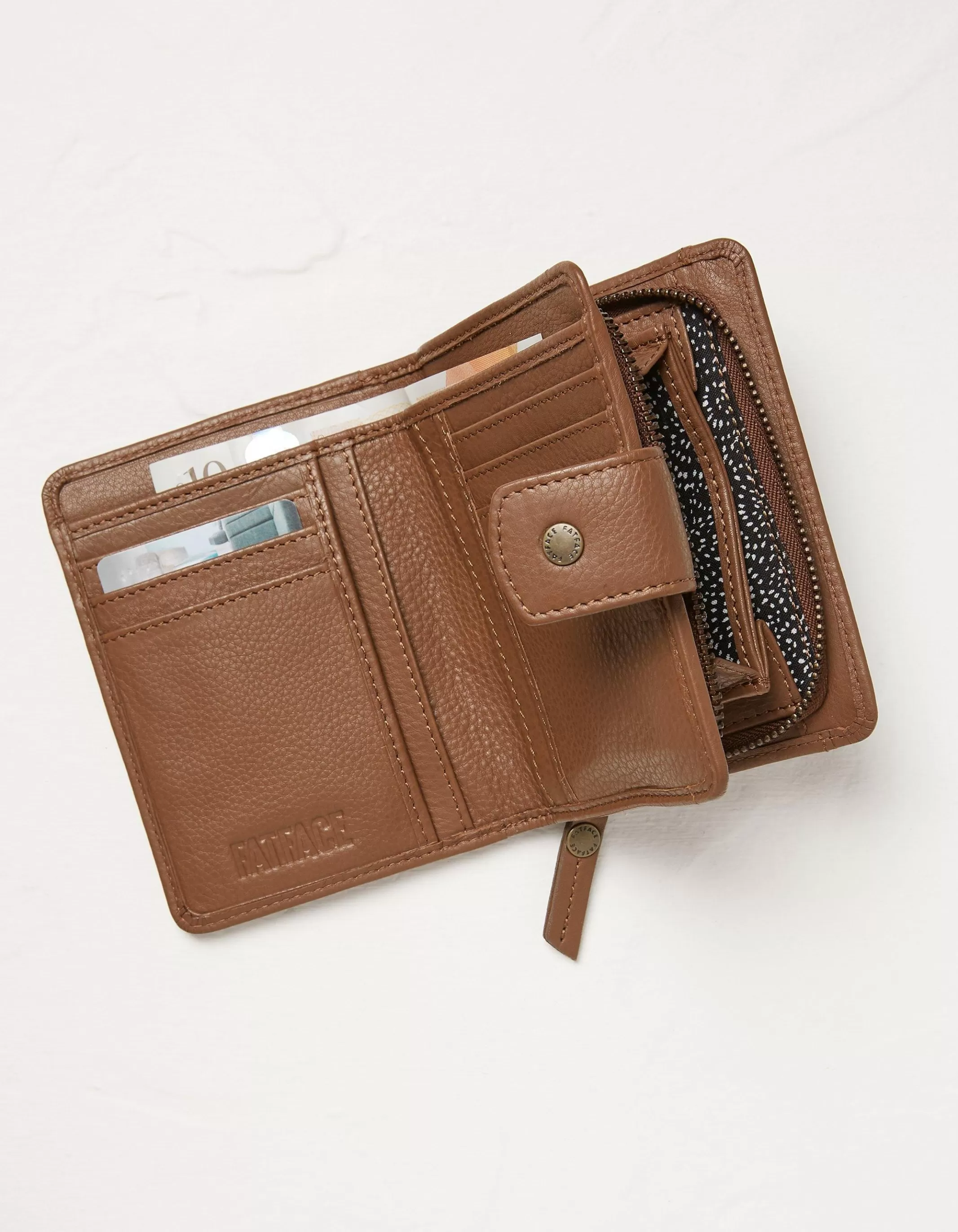Online FatFace Etta Leather Zip Purse Tan
