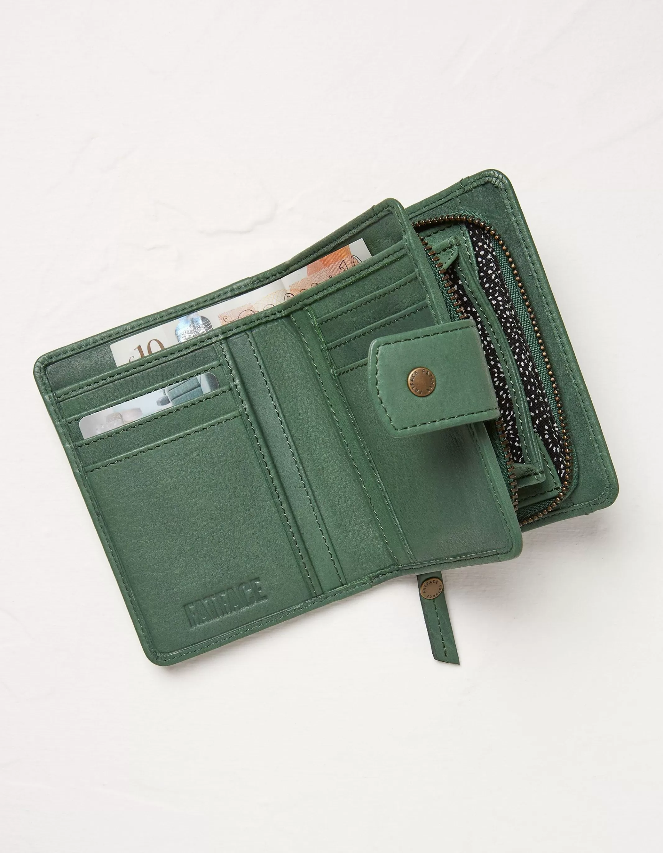 Best FatFace Etta Leather Zip Purse Green