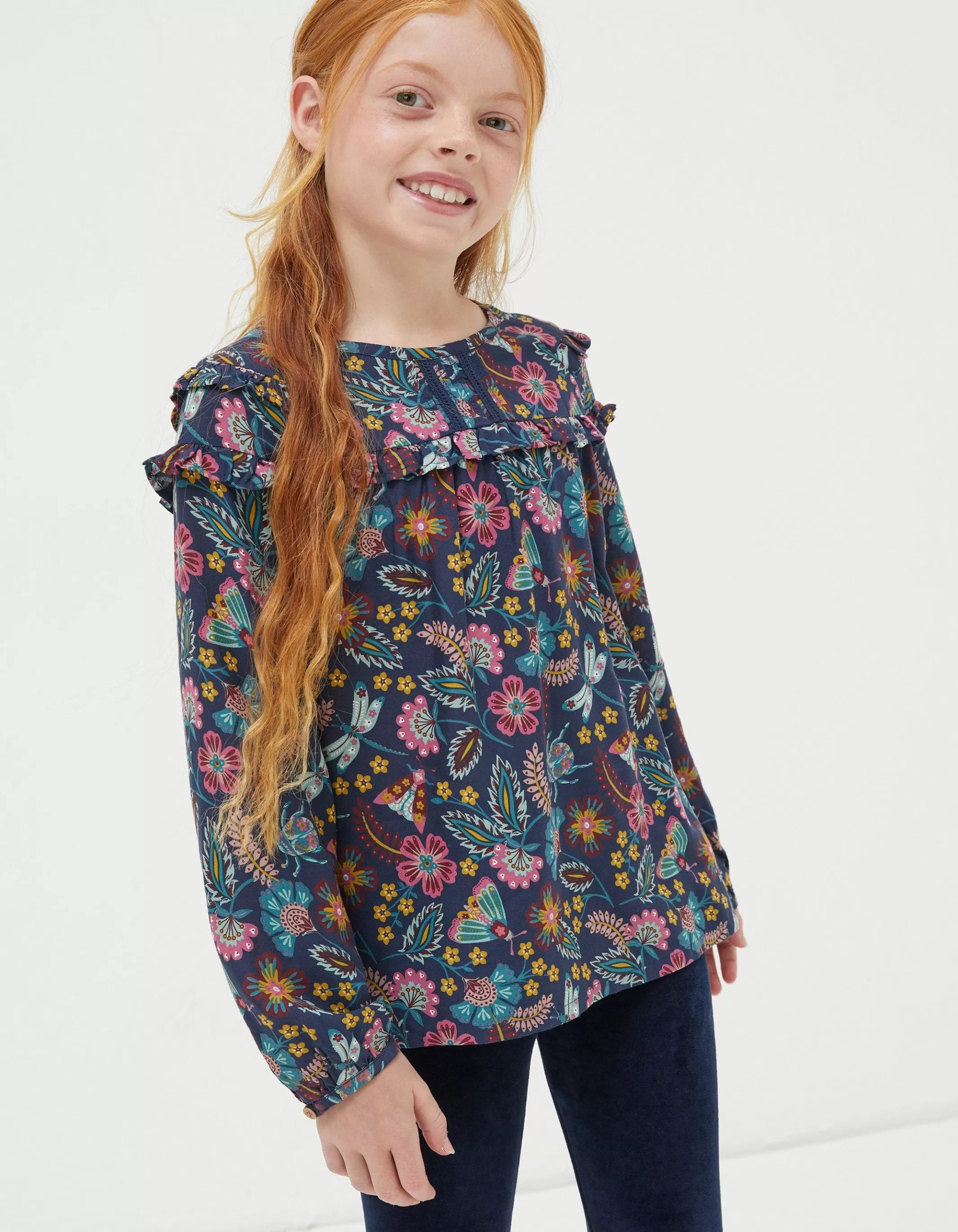 Shop FatFace Eva Garden Floral Blouse Navy