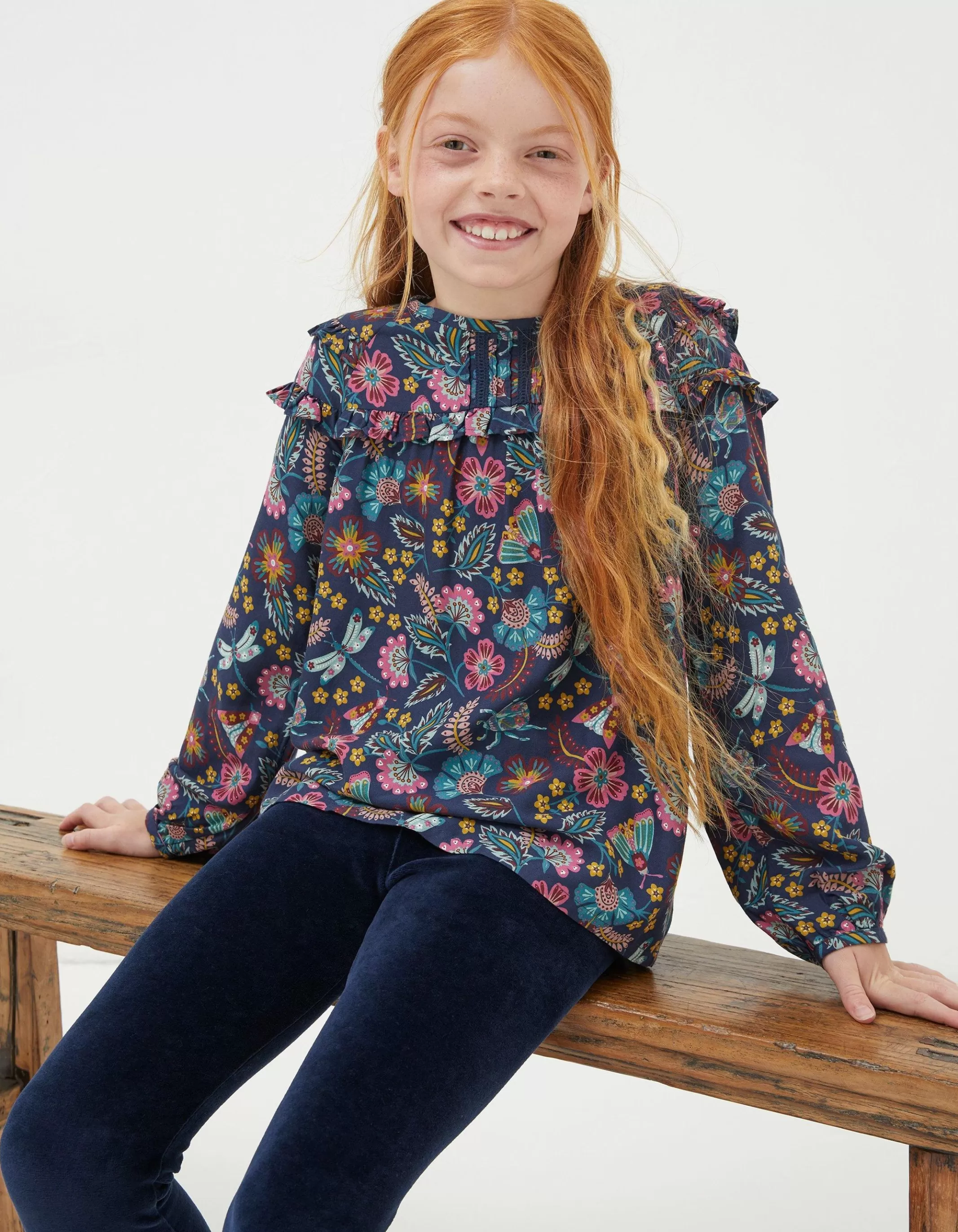 Shop FatFace Eva Garden Floral Blouse Navy